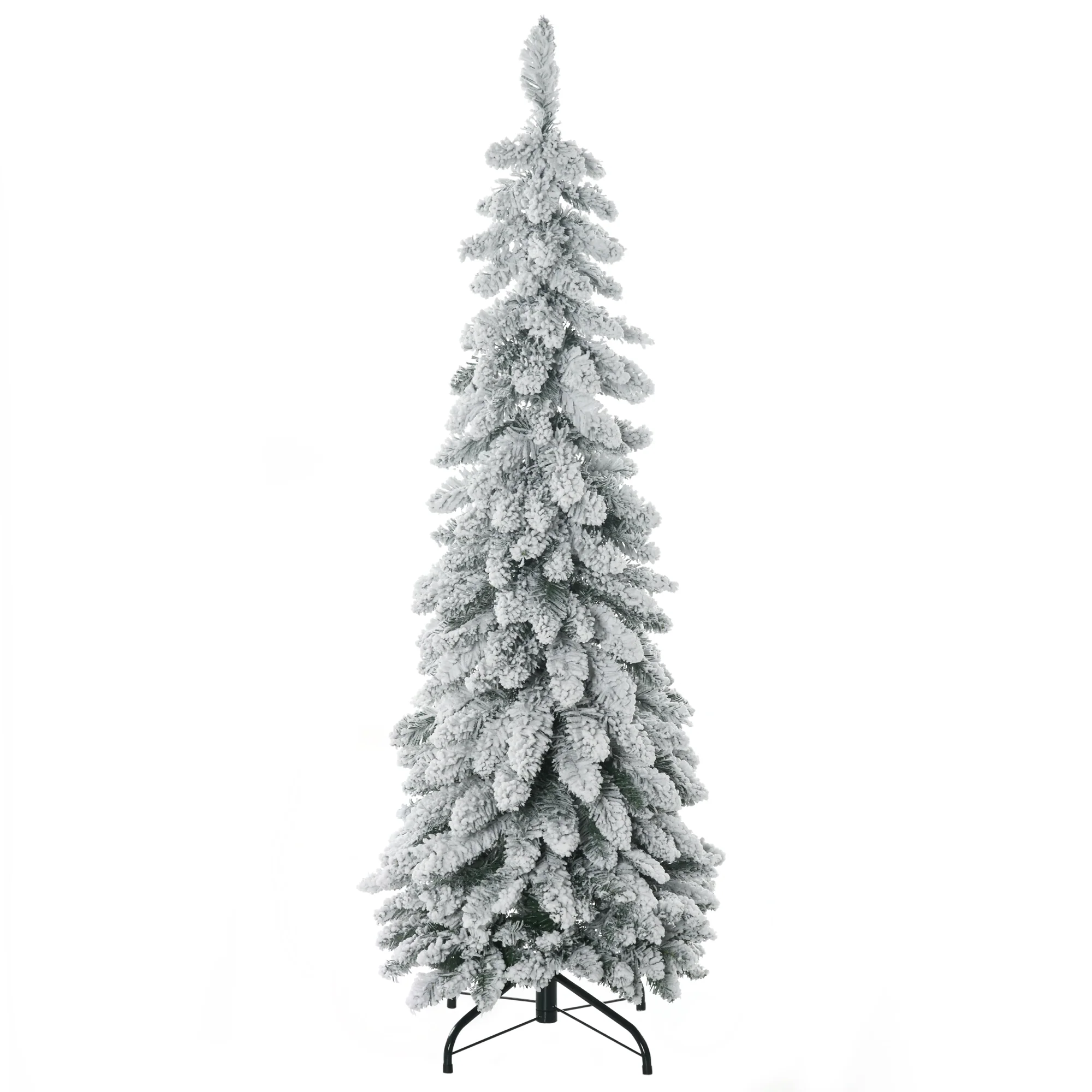 Arbre de Noël artificiel 135 cm sapin de Noël avec support en acier 253 branches enneigées socle pliable vert - Image 11