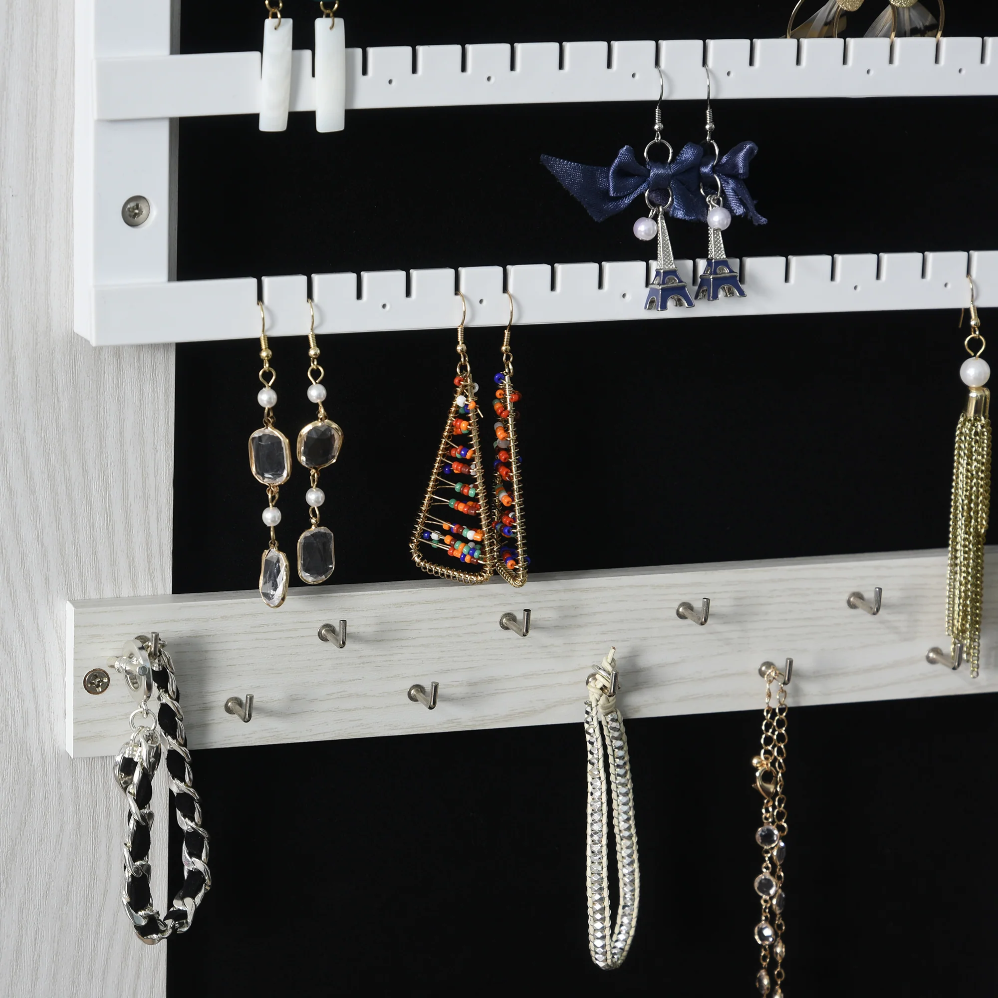 Armoire à Bijoux avec Miroir sur Pied Multi-rangements éclairage LED Blanc dim. 38L x 38l x H157 cm - Image 10
