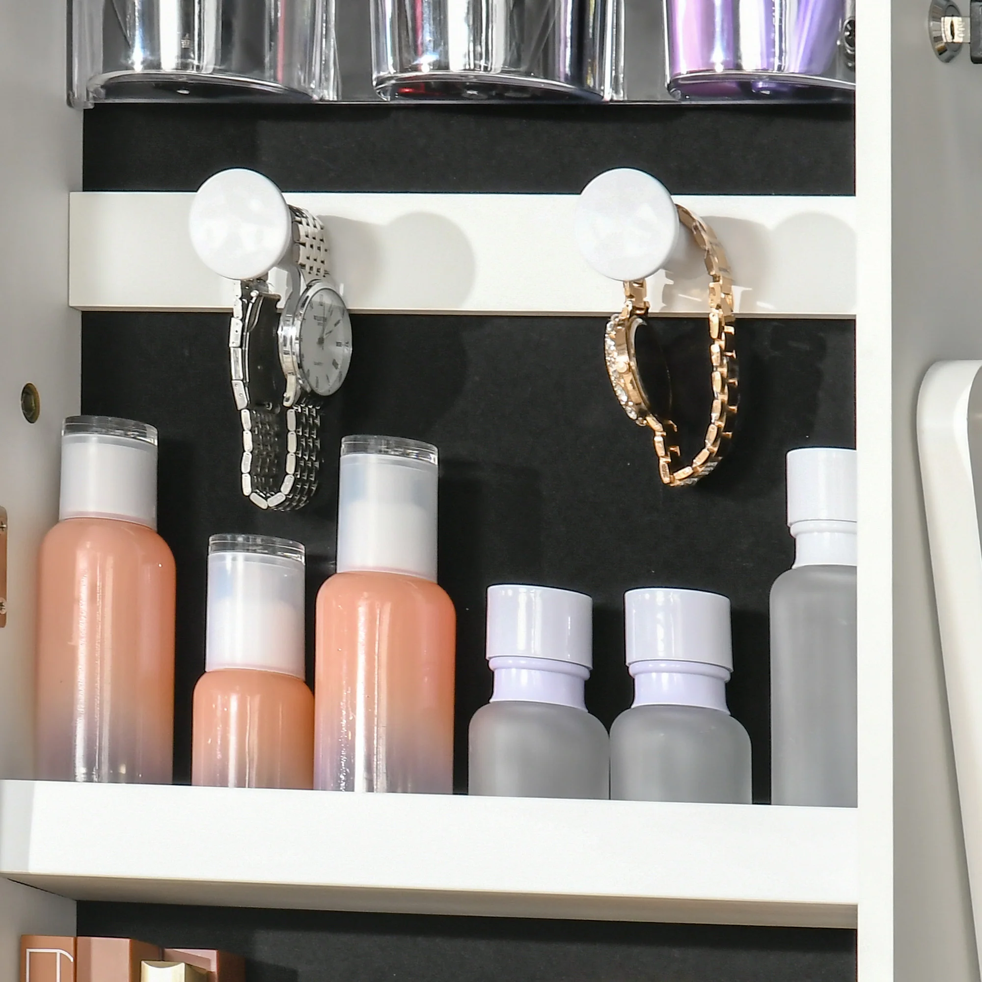 Armoire à bijoux LED avec miroir sur pied range bijoux avec éclairage à écran tactile blanc - Image 10
