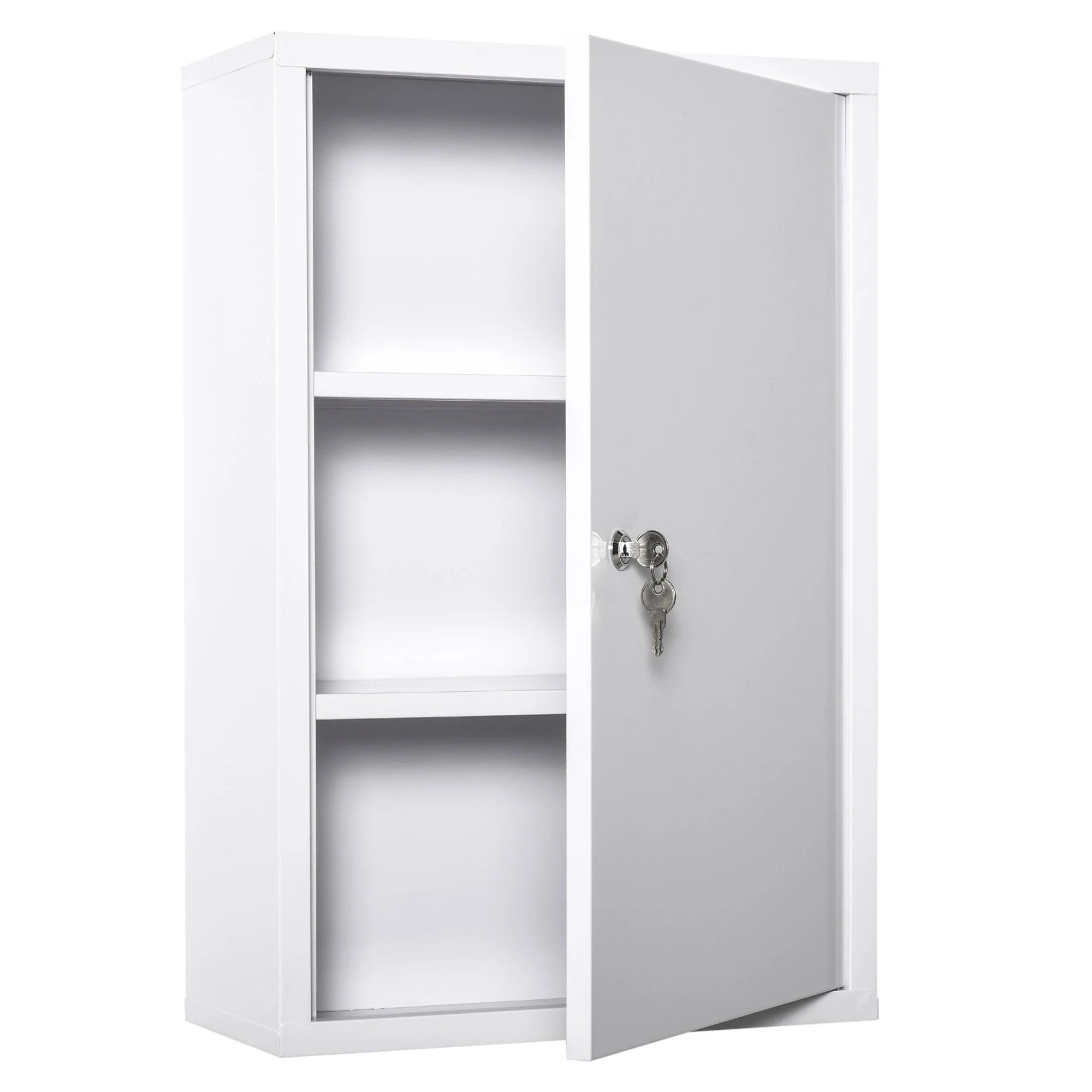 Armoire à Pharmacie 2 étagères 3 Niveaux verrouillable dim. 40L x 18l x 60H cm 2 clés métal Blanc - Image 11