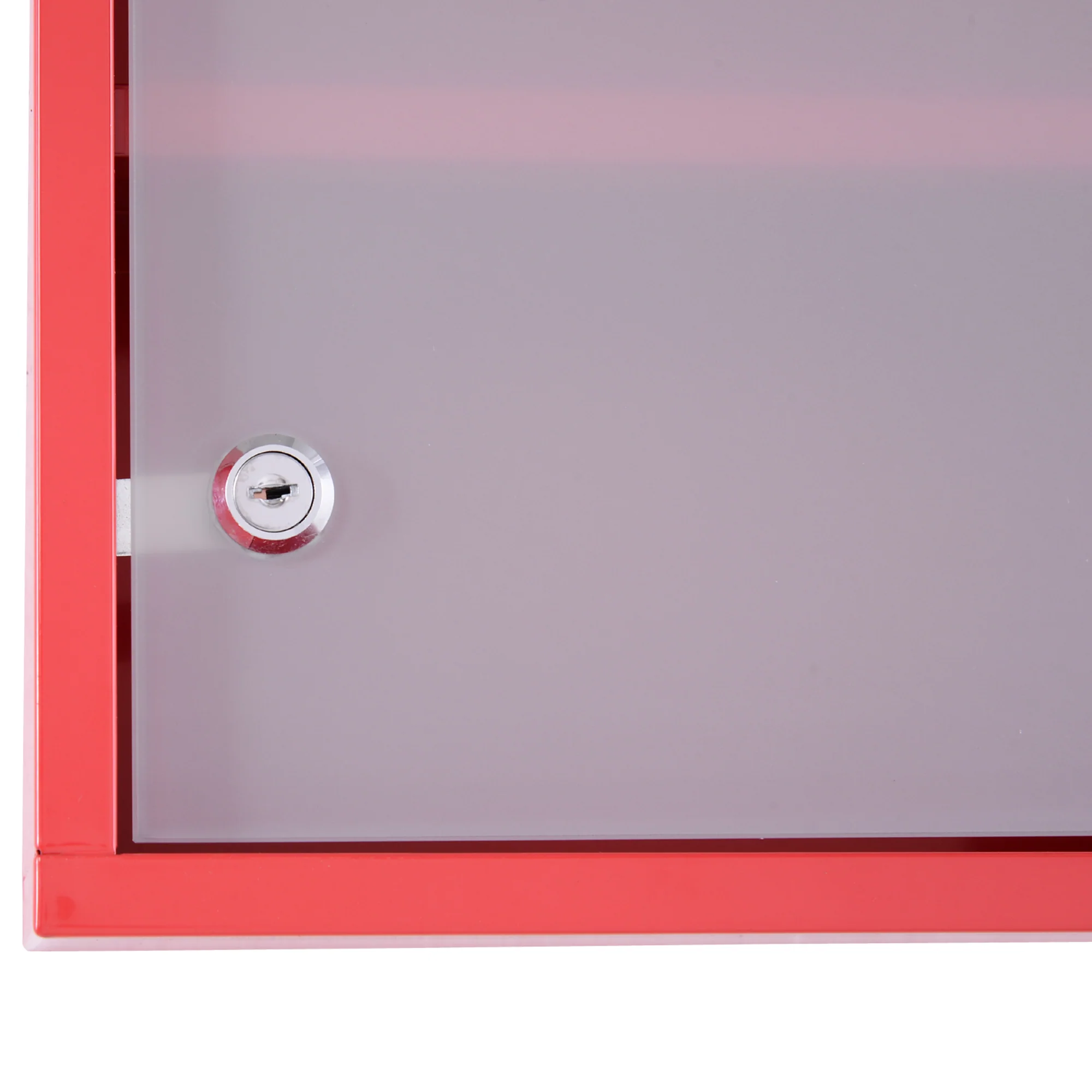 Armoire à Pharmacie 3 étagères 4 Niveaux verrouillable Porte Verre trempé dépoli Logo Croix 30L x 12l x 60H cm Acier Rouge - Image 9