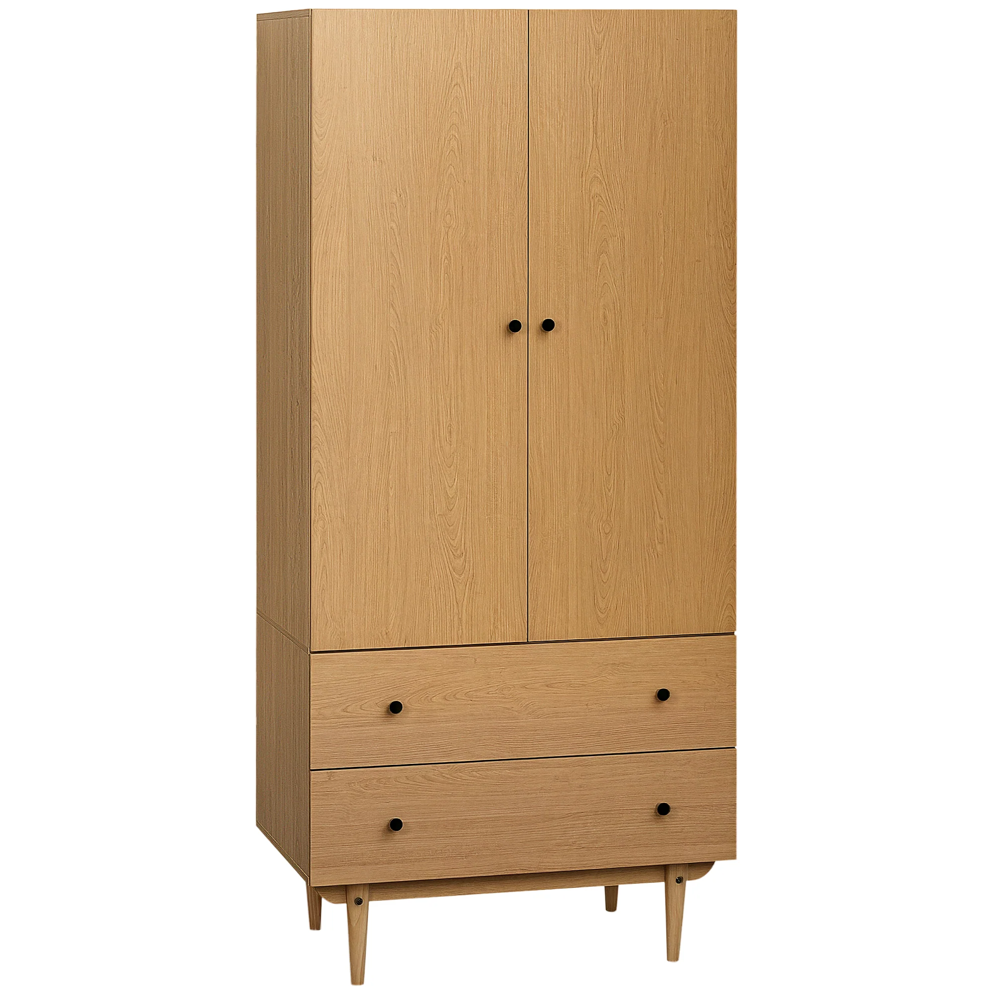 Armoire Chambre Adulte Penderie Vêtement Dressing avec 2 Portes, 2 tiroirs - 80 x 52 x 180 cm - Aspect Bois - Image 11