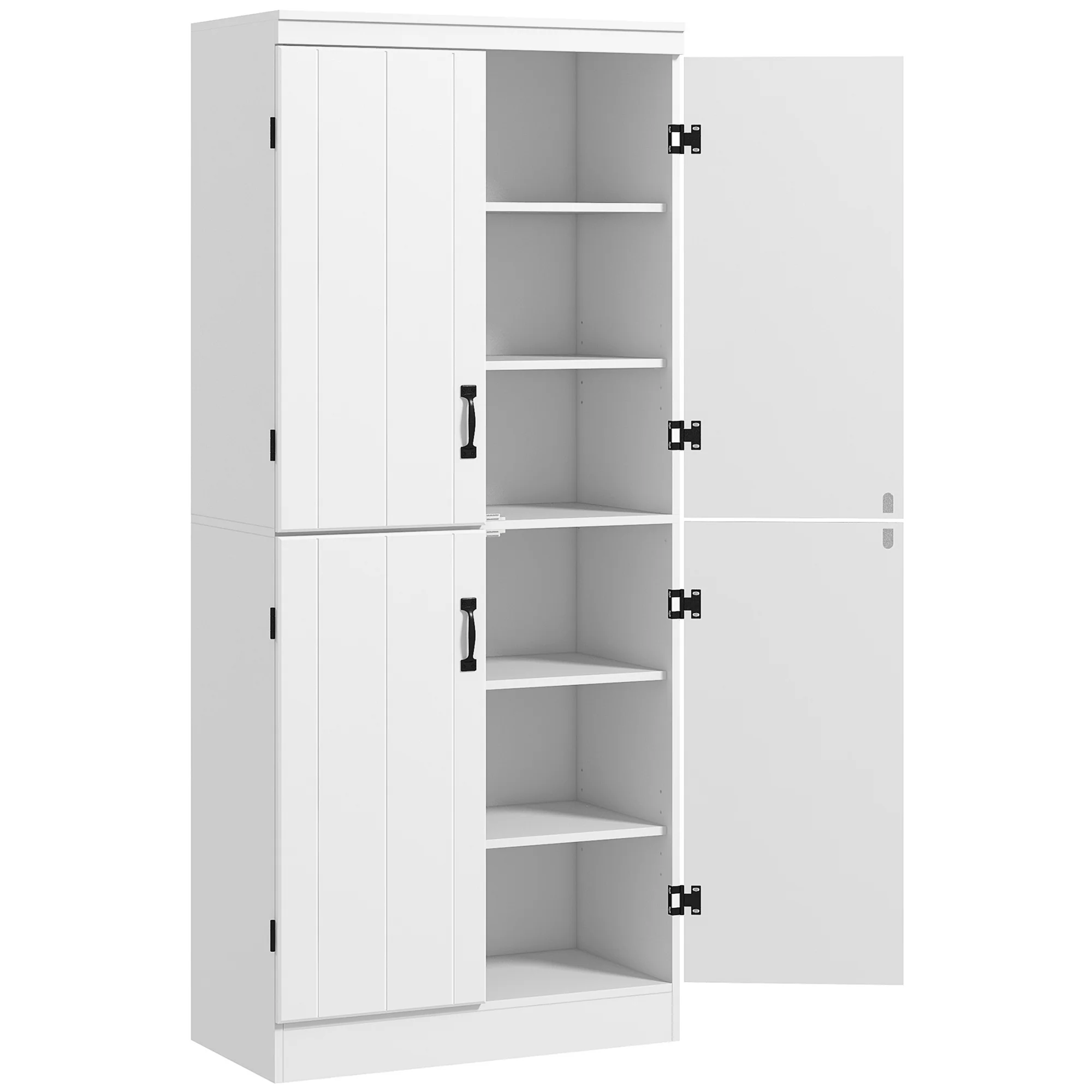 Armoire de cuisine buffet de salle à manger avec 4 portes 6 étagères de rangement style moderne 76 x 40 x 177 cm blanc - Image 2