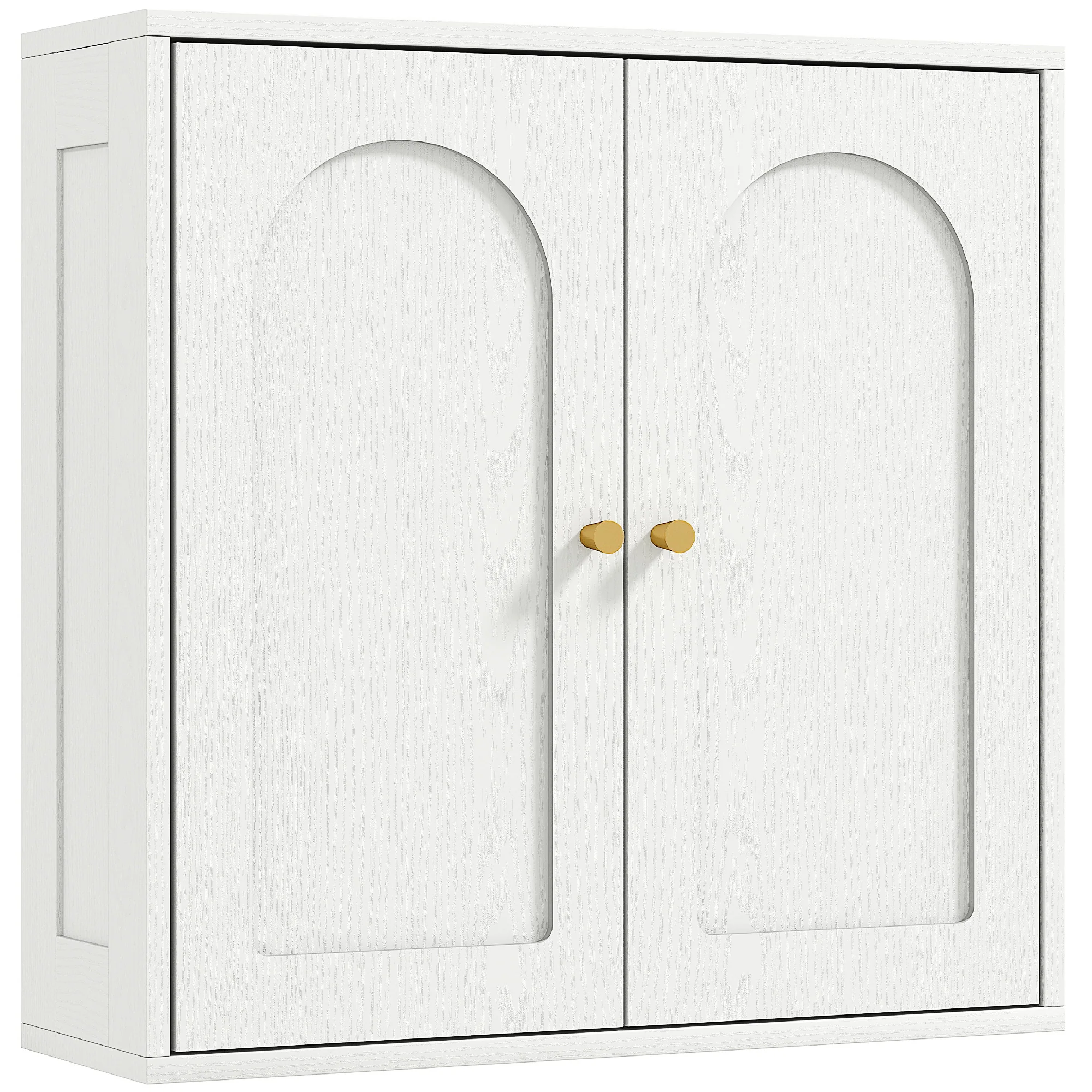 Armoire murale, meuble haut salle de bain style moderne avec placard à double porte et poignées dorées, meuble de salle de bain suspendu, 60 x 20 x 60 cm, blanc - Image 11