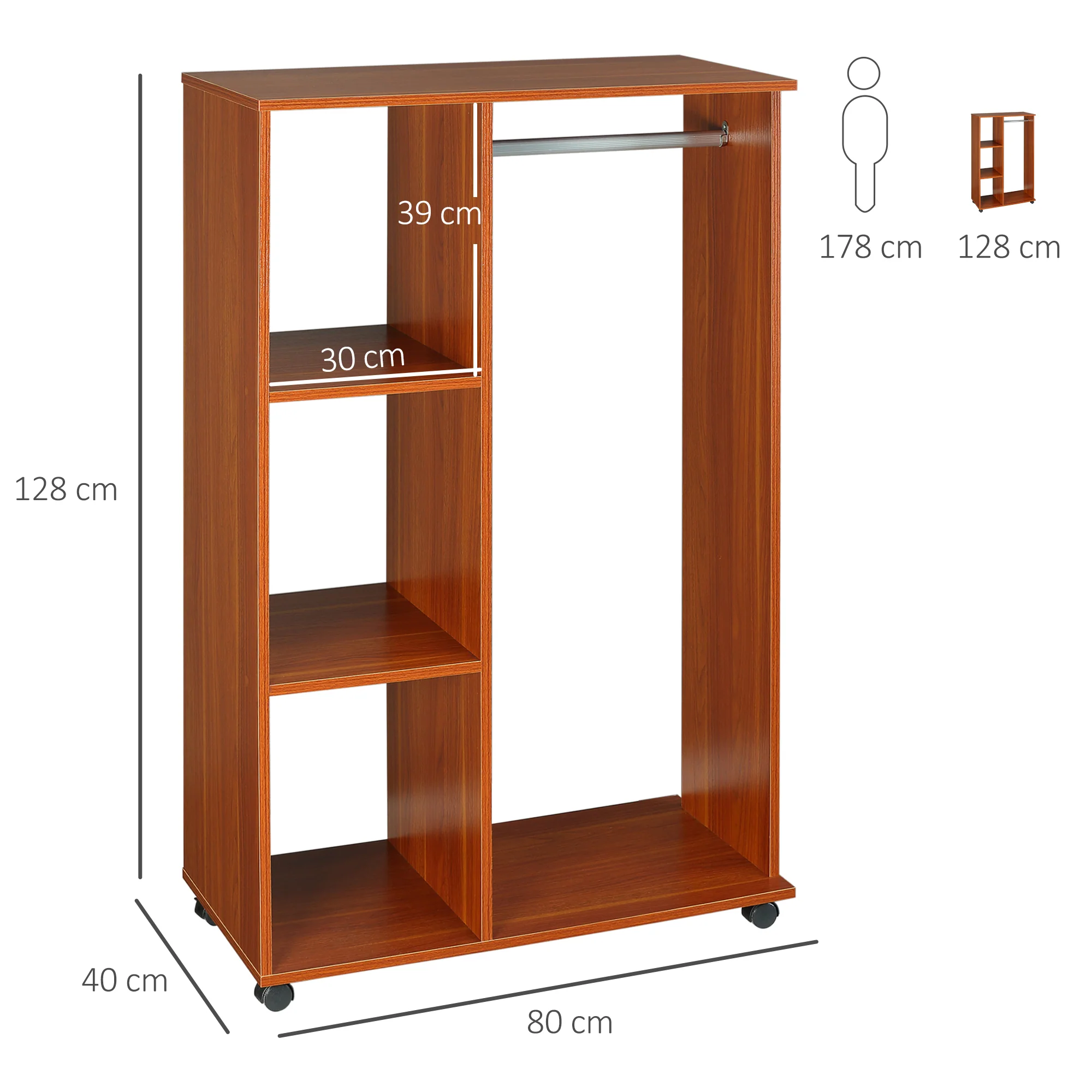 Armoire penderie Armoire de Rangement Mobile Panneaux de Particules Coloris Noyer - Image 4