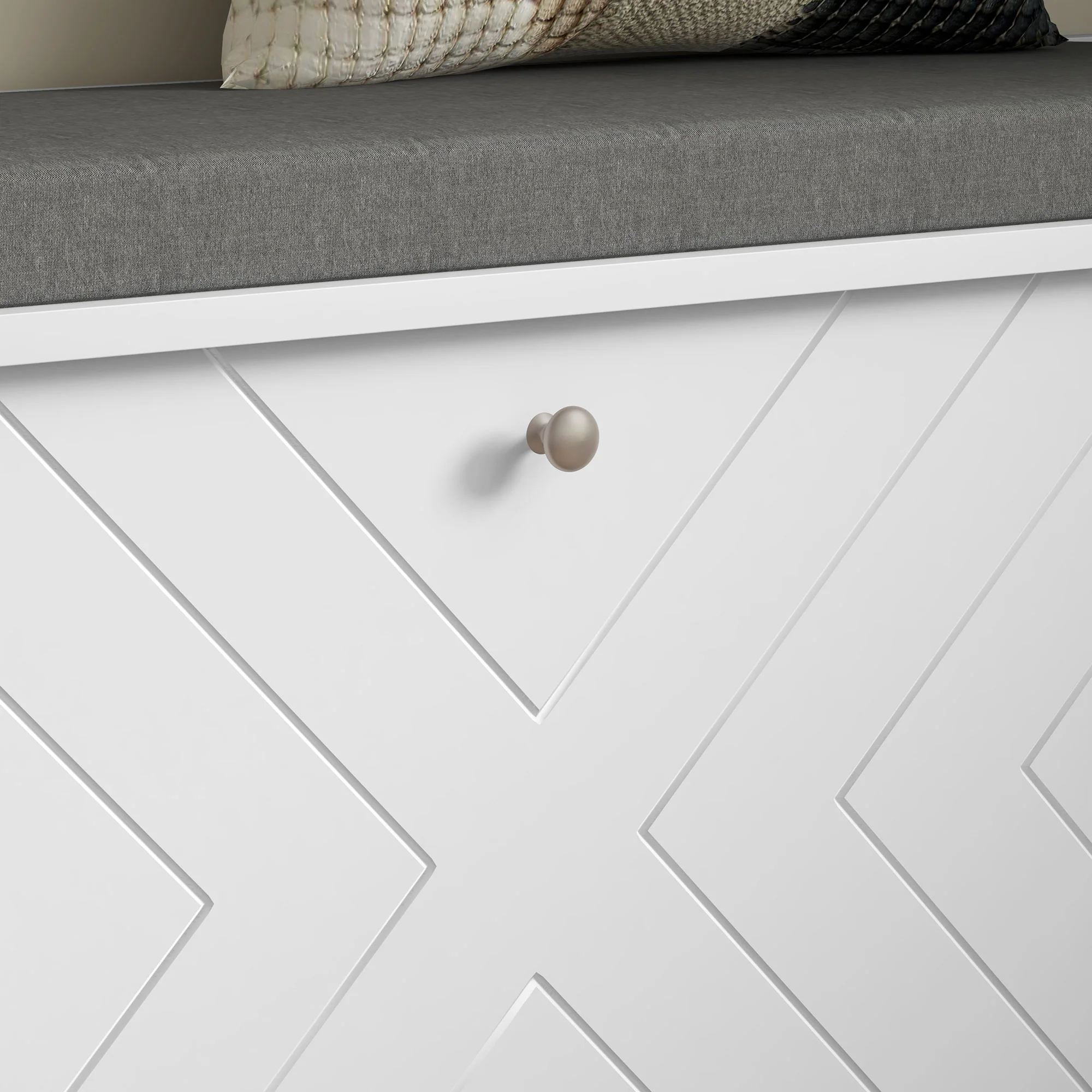 Banc à chaussures meuble à chaussures, meuble d'entrée avec tiroir rabattable, coussin d'assise et étagère réglable, pour couloir, entrée, chambre, 100 x 26 x 48 cm, blanc - Image 10