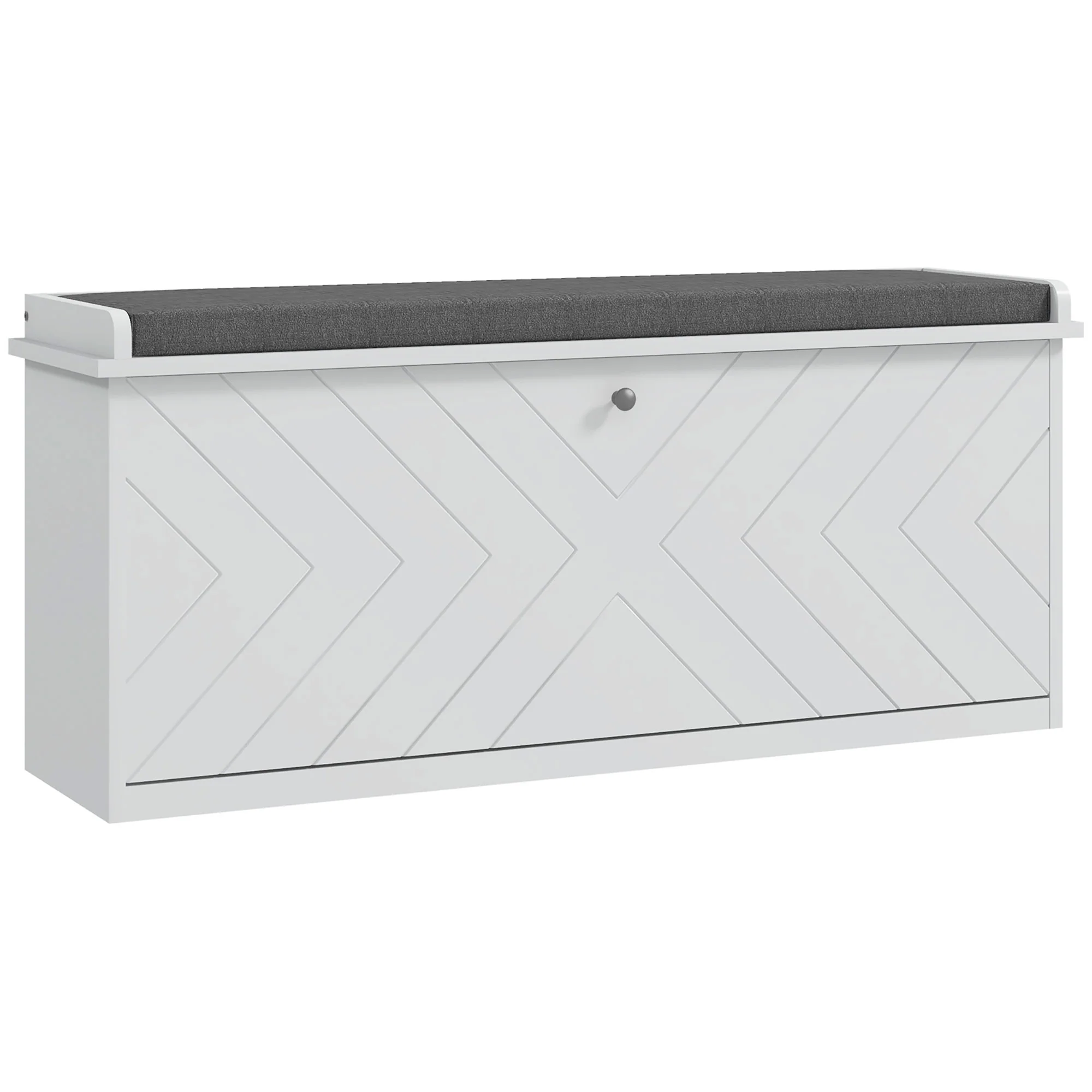 Banc à chaussures meuble à chaussures, meuble d'entrée avec tiroir rabattable, coussin d'assise et étagère réglable, pour couloir, entrée, chambre, 100 x 26 x 48 cm, blanc - Image 11