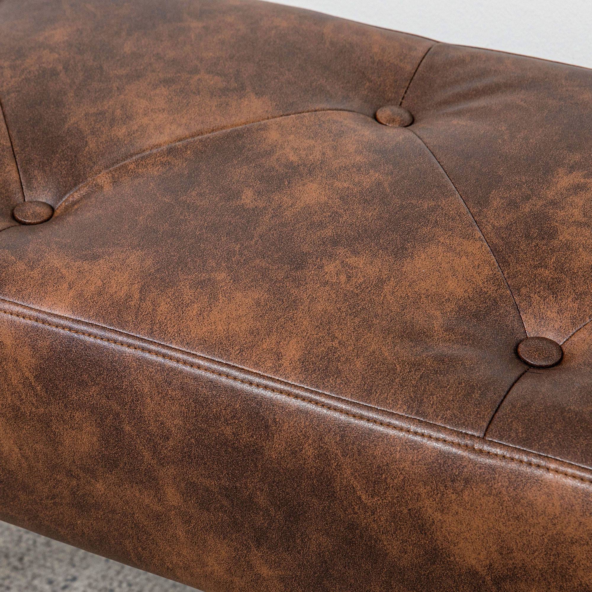 Banc bout de lit banquette capitonnée style vintage revêtement synthétique 114 x 38 x 42 cm piètement bois banc rembourré marron effet vieilli - Image 10