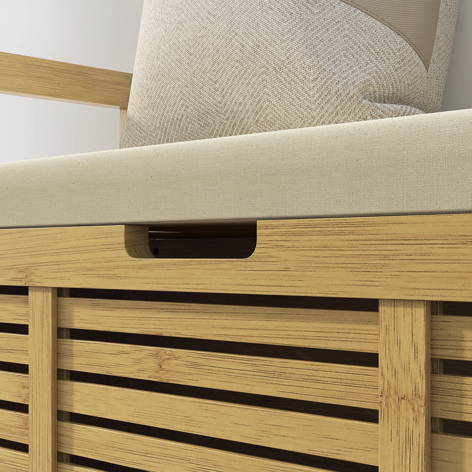 Banc de rangement Banc à Chaussures avec coussin d'assise, coffre de rangement caché sous l'assise, avec accoudoir, bambou, pour salon, entrée, chambre, 100 x 40 x 60 cm, naturel - Image 10