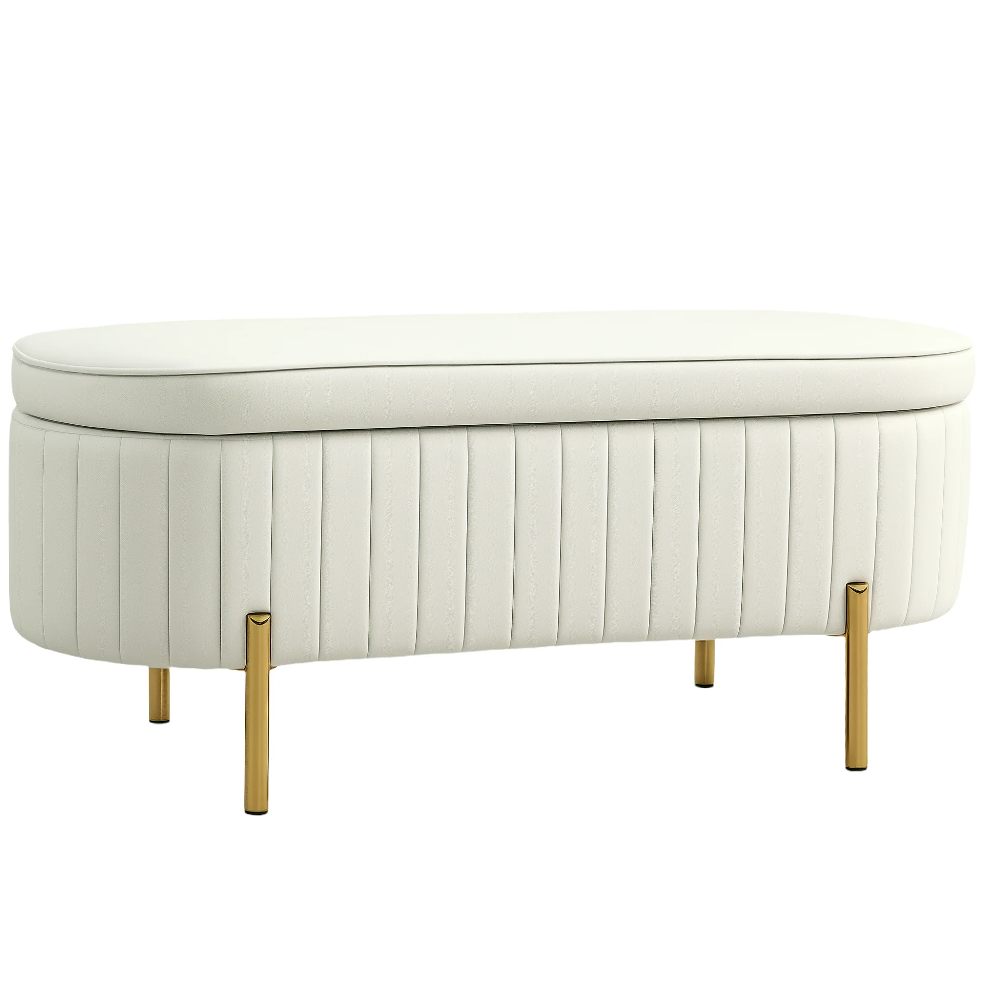 Banc de rangement, bout de lit en velours, coffre de rangement avec couvercle, pieds en métal, capacité 72 L, jusqu'à 220 kg, banquette pour salon, chambre, entrée, 108x44x43,5cm, crème - Image 11