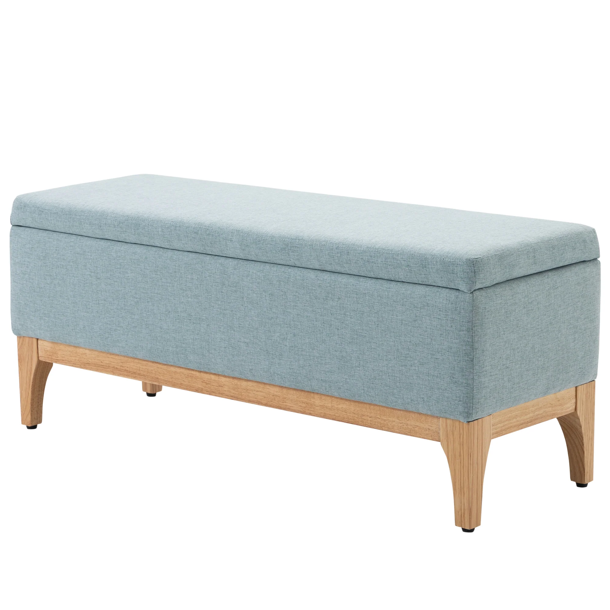 Banc de rangement, coffre de rangement avec couvercle amovible style scandinave, bout de lit en tissu lin, 110 x 39 x 45 cm, vert d'eau - Image 11