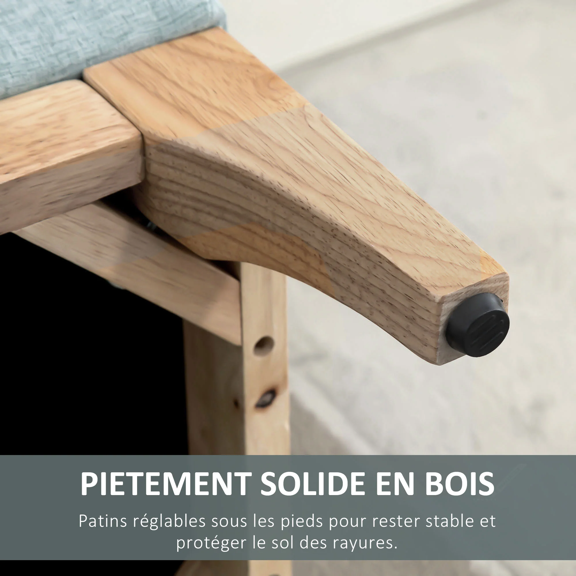 Banc de rangement, coffre de rangement avec couvercle amovible style scandinave, bout de lit en tissu lin, 110 x 39 x 45 cm, vert d'eau - Image 7