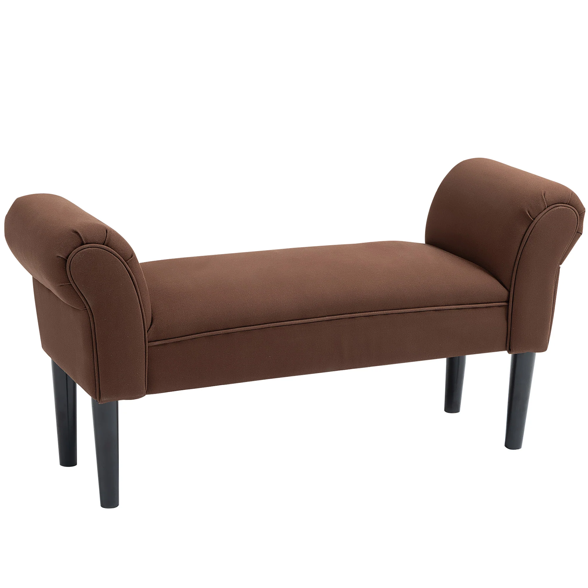 Banc Entrée Bout de Lit Rembourré pour Chambre à Coucher, Tissu à Voile, Marron, 102 x 36 x 51 cm - Image 11
