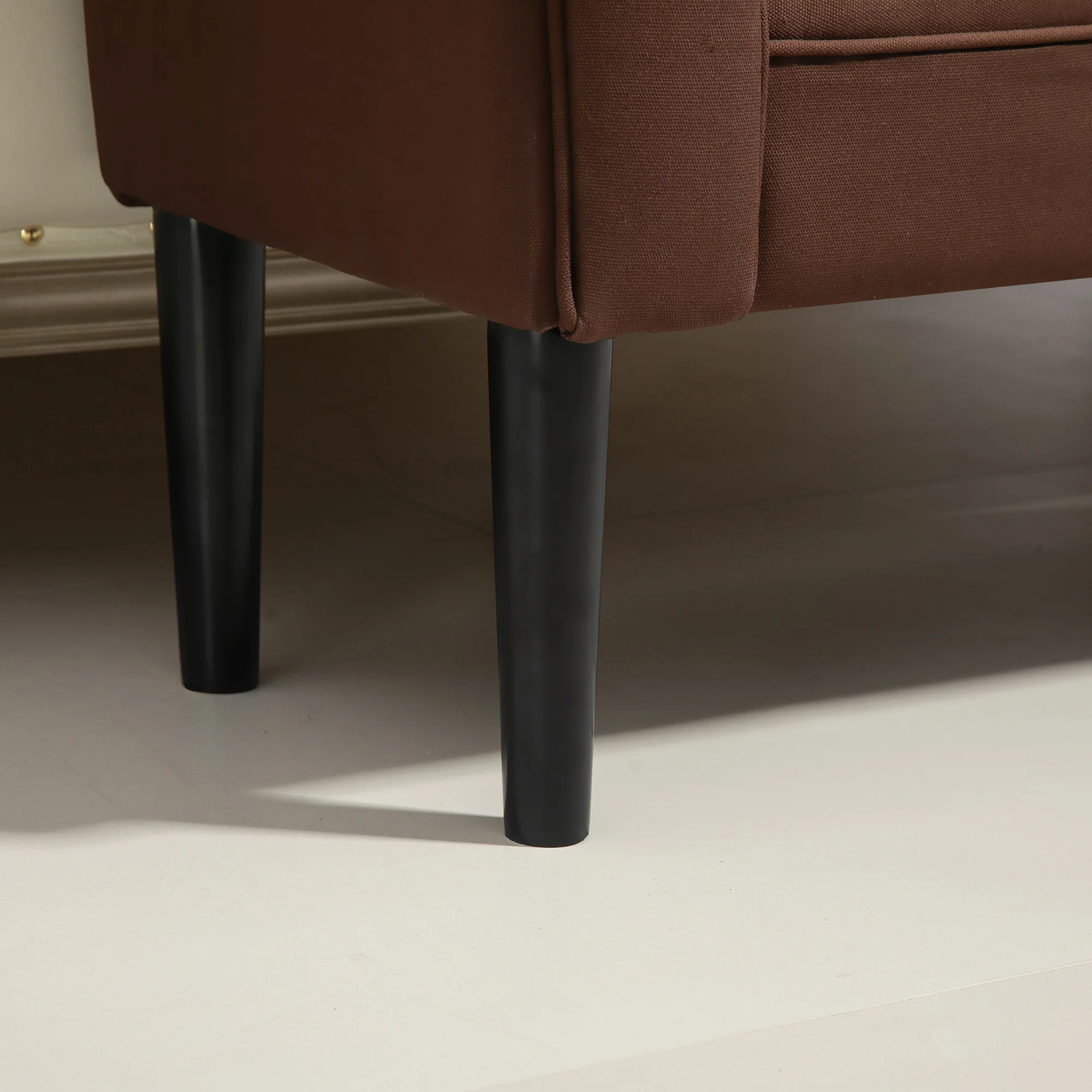 Banc Entrée Bout de Lit Rembourré pour Chambre à Coucher, Tissu à Voile, Marron, 102 x 36 x 51 cm - Image 9