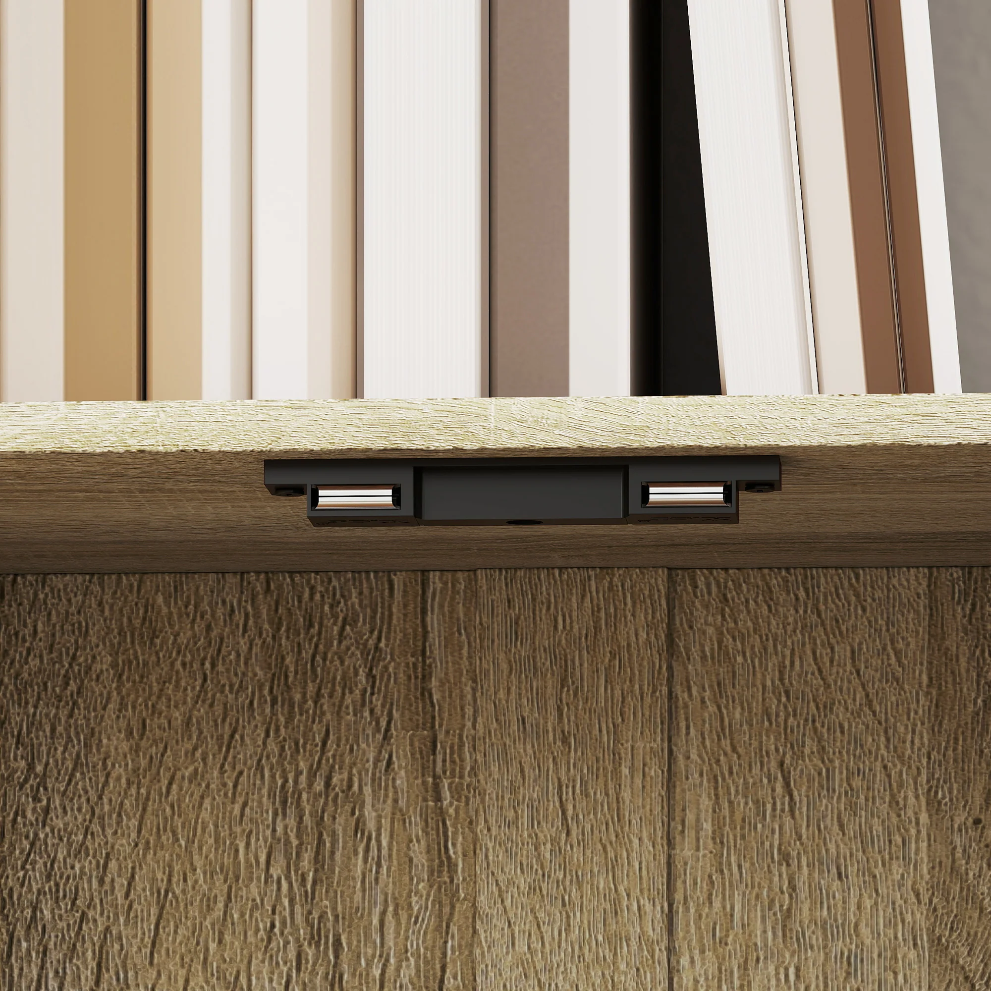 Bibliothèque à 5 niveaux, meuble de rangement en forme de S avec étagères et placard double porte, étagère de rangement pour salon, chambre bureau, 60 x 23,8 x 179,2 cm, effet bois naturel - Image 10