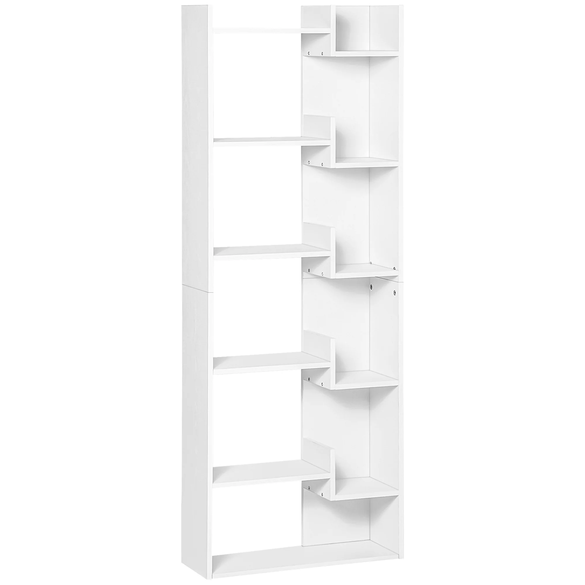 Bibliothèque, étagère de rangement à 6 niveaux, bibliothèque haute, étagère à livres moderne, design irrégulier, pour salon, chambre, bureau, 60 x 21 x 162,5 cm, blanc - Image 11