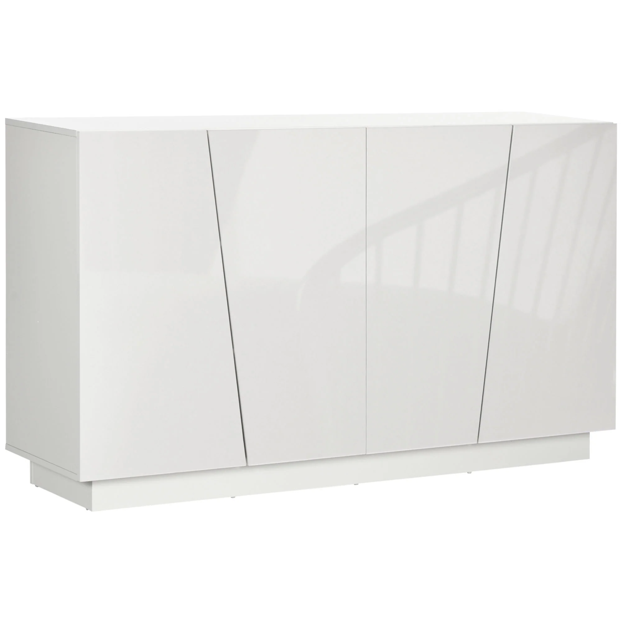 Buffet à haute brillance, meuble de rangement avec placard double porte géométrique et étagère réglable, style moderne, buffet salle à manger, cuisine et salon, 70 x 40 x 88 cm, blanc - Image 2