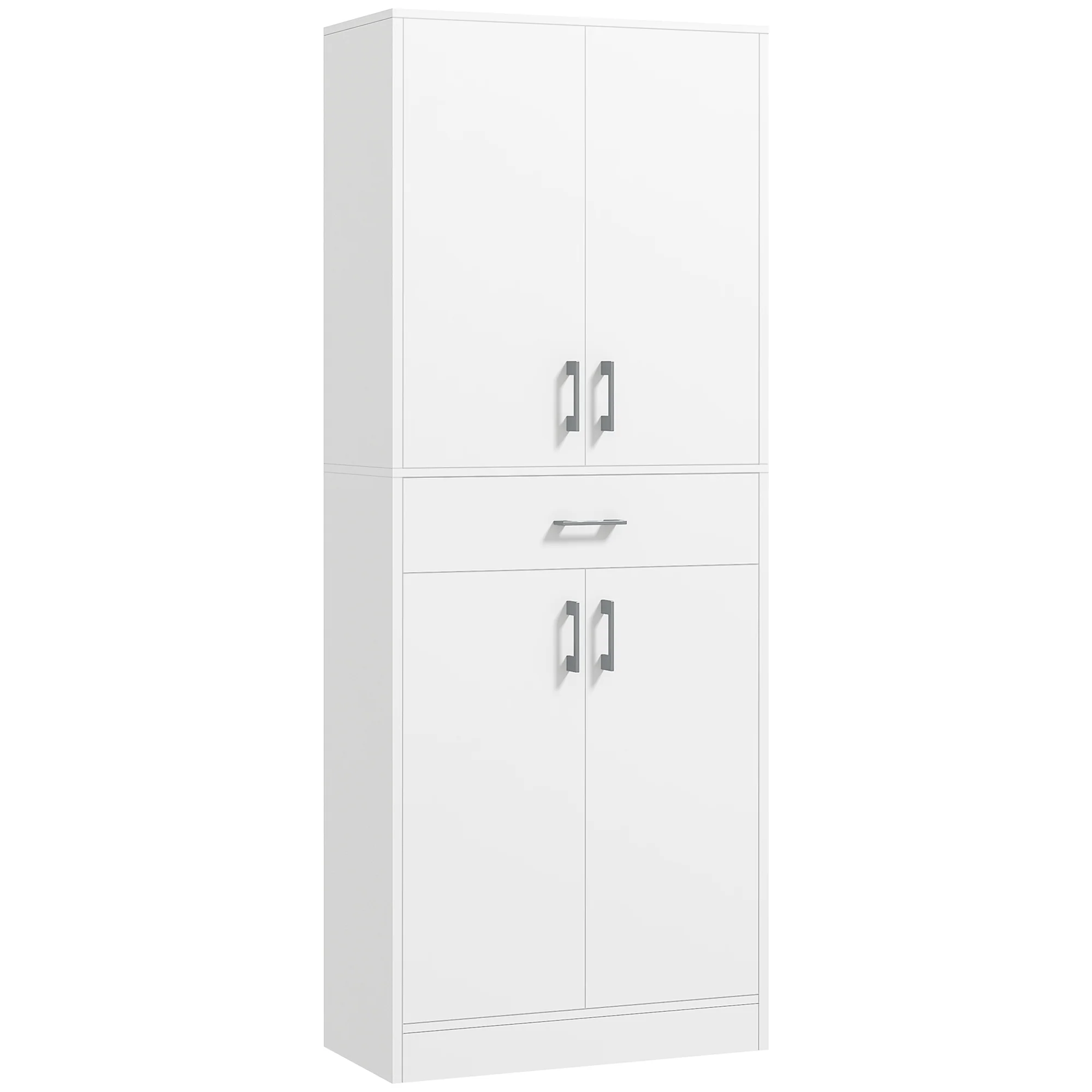 Buffet de cuisine armoire de cuisine buffet haut 2 étagères réglables 4 portes 2 placards et 1 tiroir central hauteur 180 cm blanc - Image 2