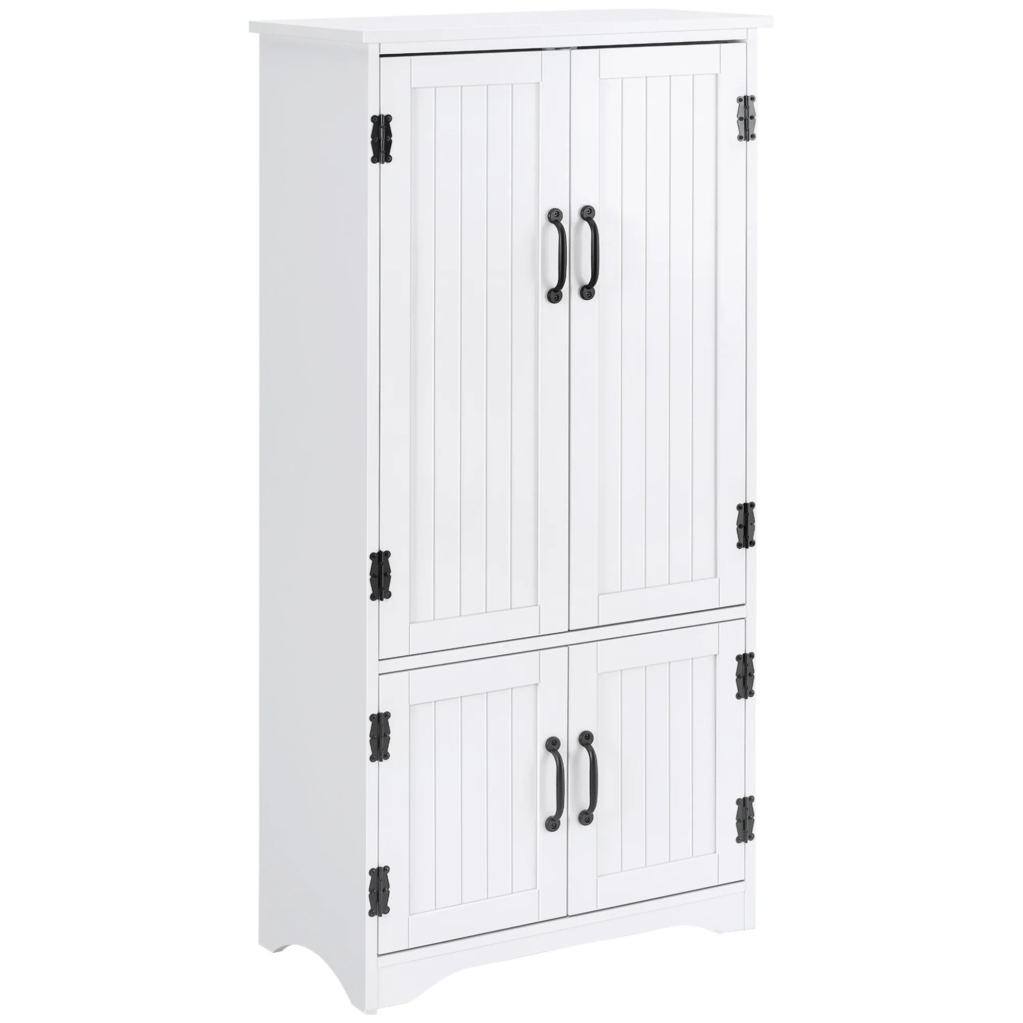 Buffet de cuisine armoire de cuisine contemporaine multi-rangements 2 placards 3 étagères MDF panneaux particules blanc - Image 2
