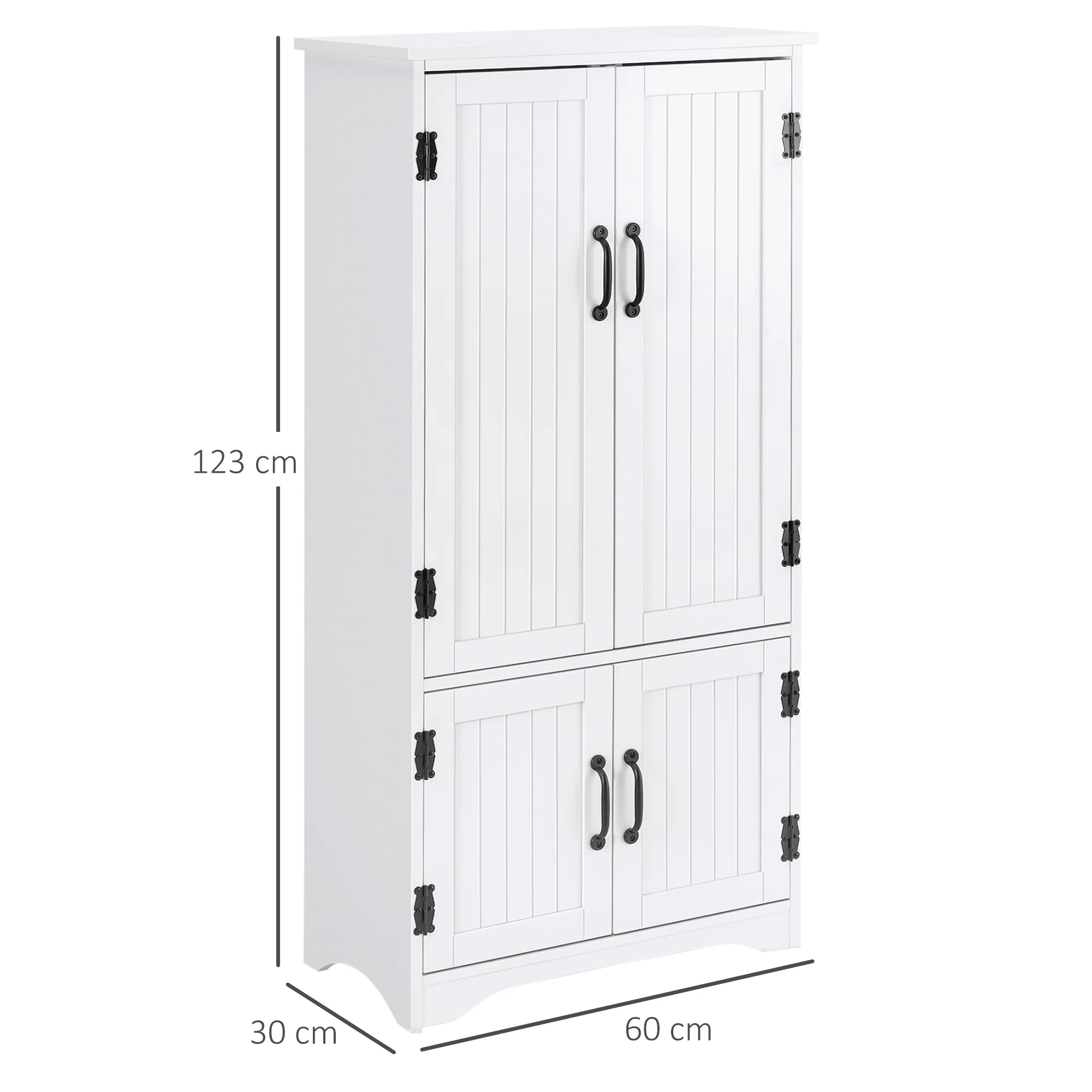 Buffet de cuisine armoire de cuisine contemporaine multi-rangements 2 placards 3 étagères MDF panneaux particules blanc - Image 4