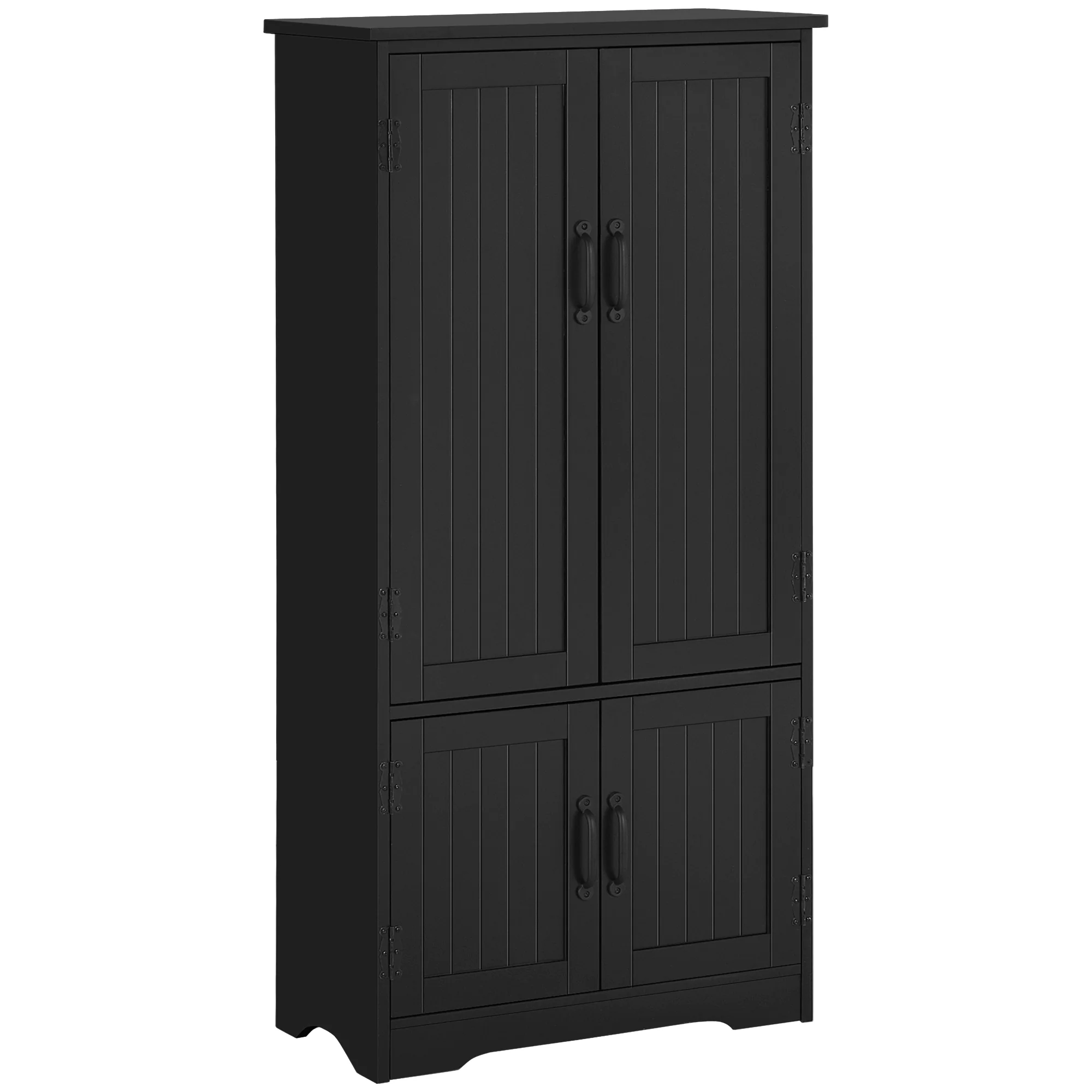 Buffet de cuisine armoire de cuisine contemporaine multi-rangements 2 placards 3 étagères MDF panneaux particules noir - Image 2