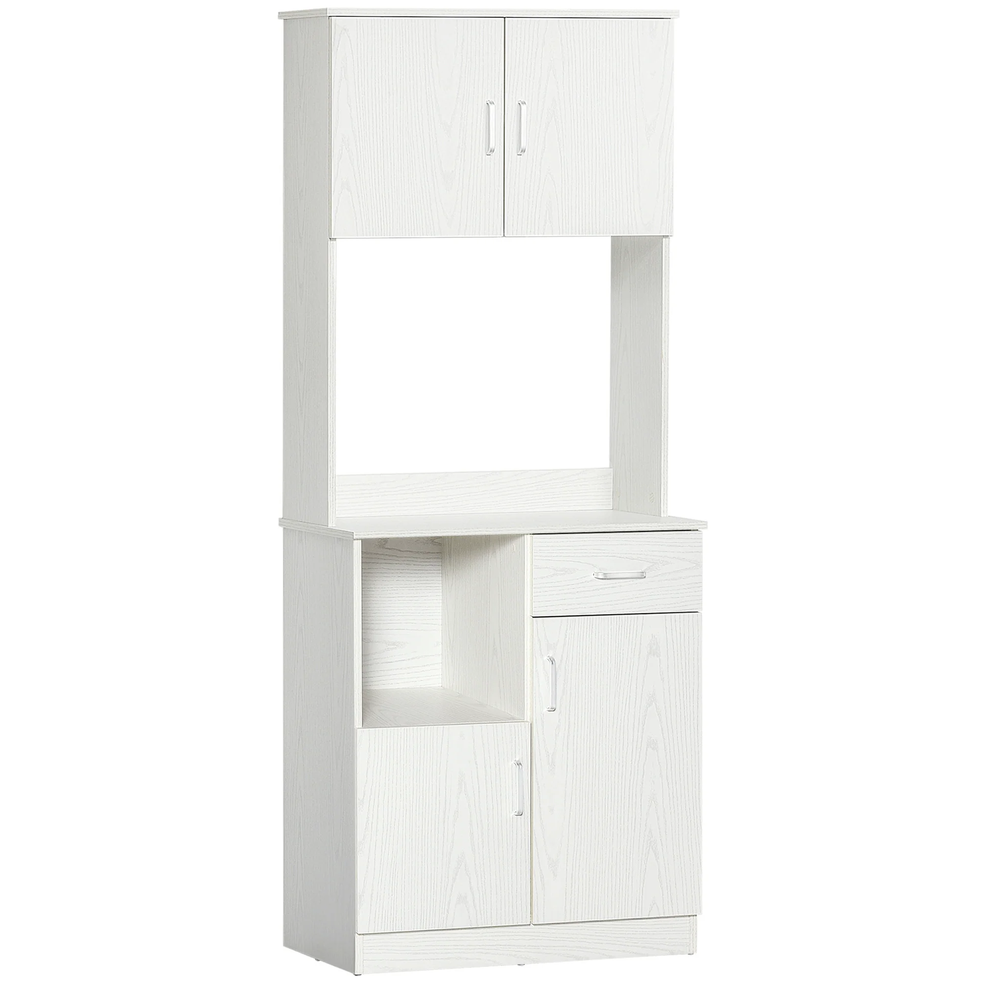 Buffet de cuisine armoire de cuisine multi-rangements 4 portes 1 tiroirs étagère + grand plateau 71 x 41 x 178 cm MDF blanc - Image 11