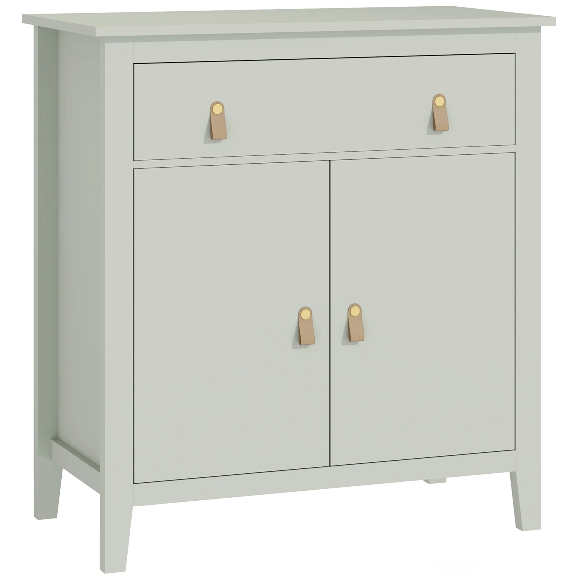 Buffet salon, meuble de rangement avec tiroir, double porte, étagère réglable, poignées en PU, style moderne, buffet salle à manger et cuisine, 80 x 40 x 90 cm, vert clair - Image 2