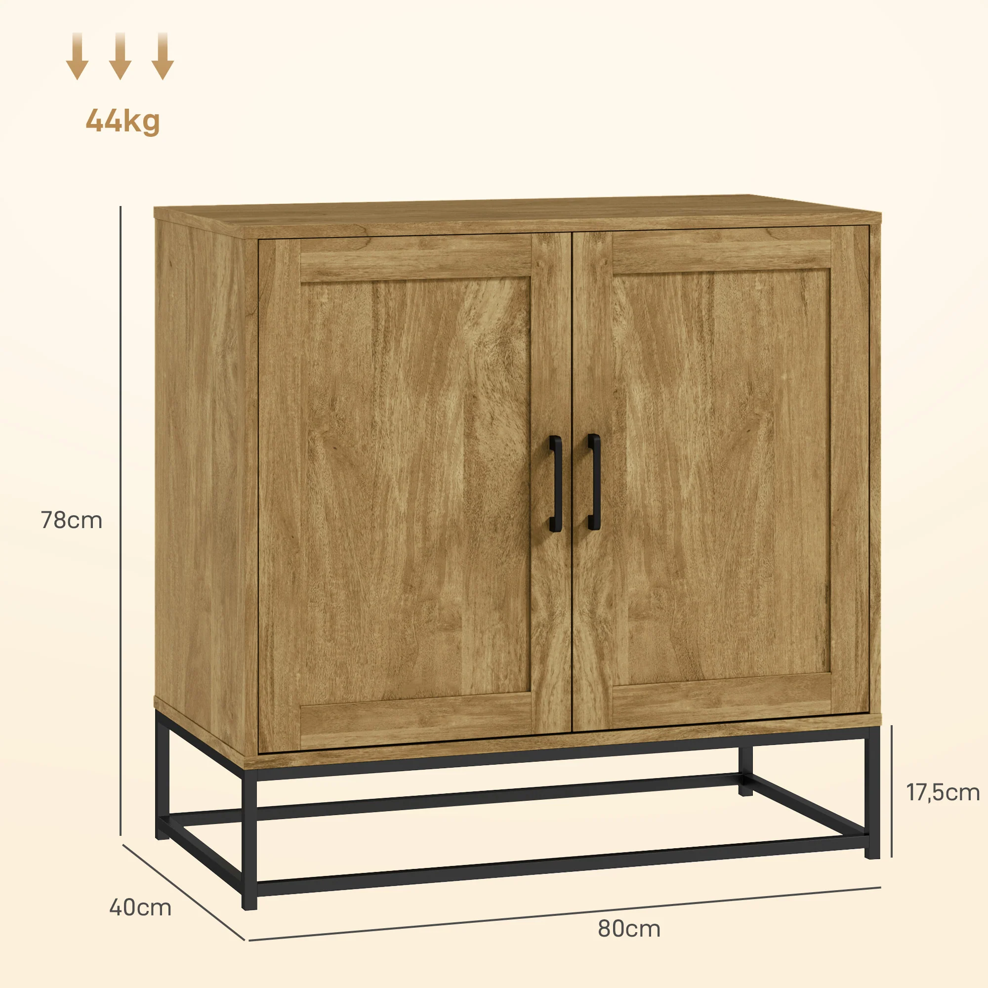 Buffet salon meuble de rangement style moderne avec placard à 2 portes, étagère réglable - buffet salle à manger et salon, 80 x 40 x 78 cm, bois naturel - Image 4