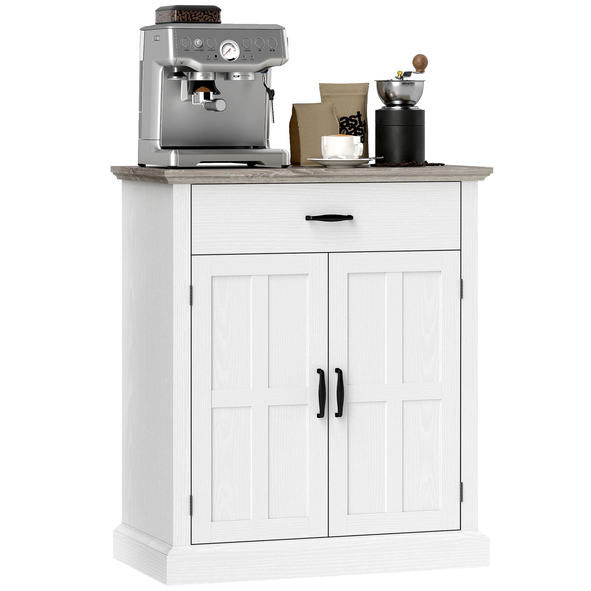 Buffet salon meuble de rangement style moderne avec placard à 2 portes, tiroir et étagère réglable - buffet salle à manger et salon, 75,2 x 40 x 91,5 cm, blanc - Image 11
