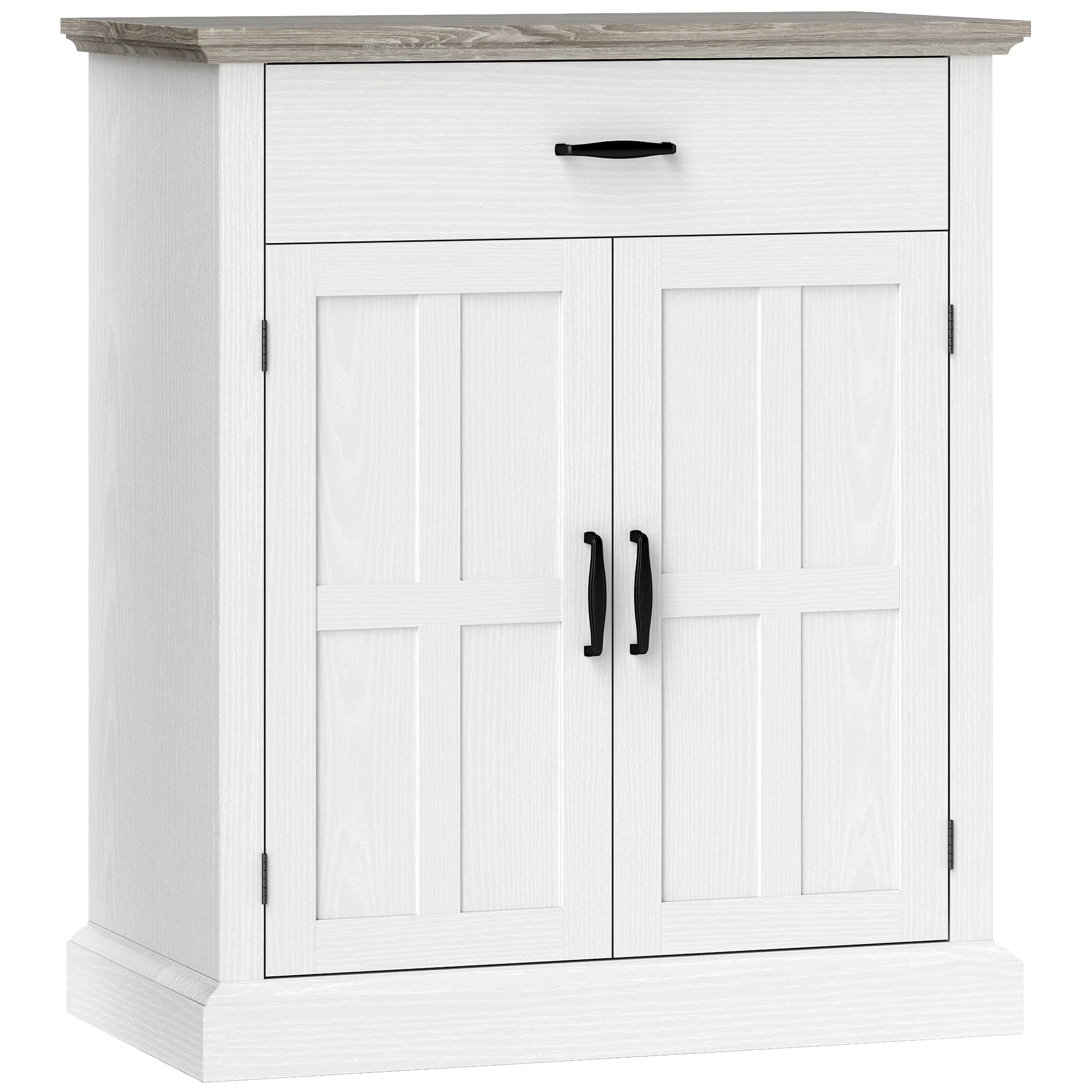 Buffet salon meuble de rangement style moderne avec placard à 2 portes, tiroir et étagère réglable - buffet salle à manger et salon, 75,2 x 40 x 91,5 cm, blanc - Image 2