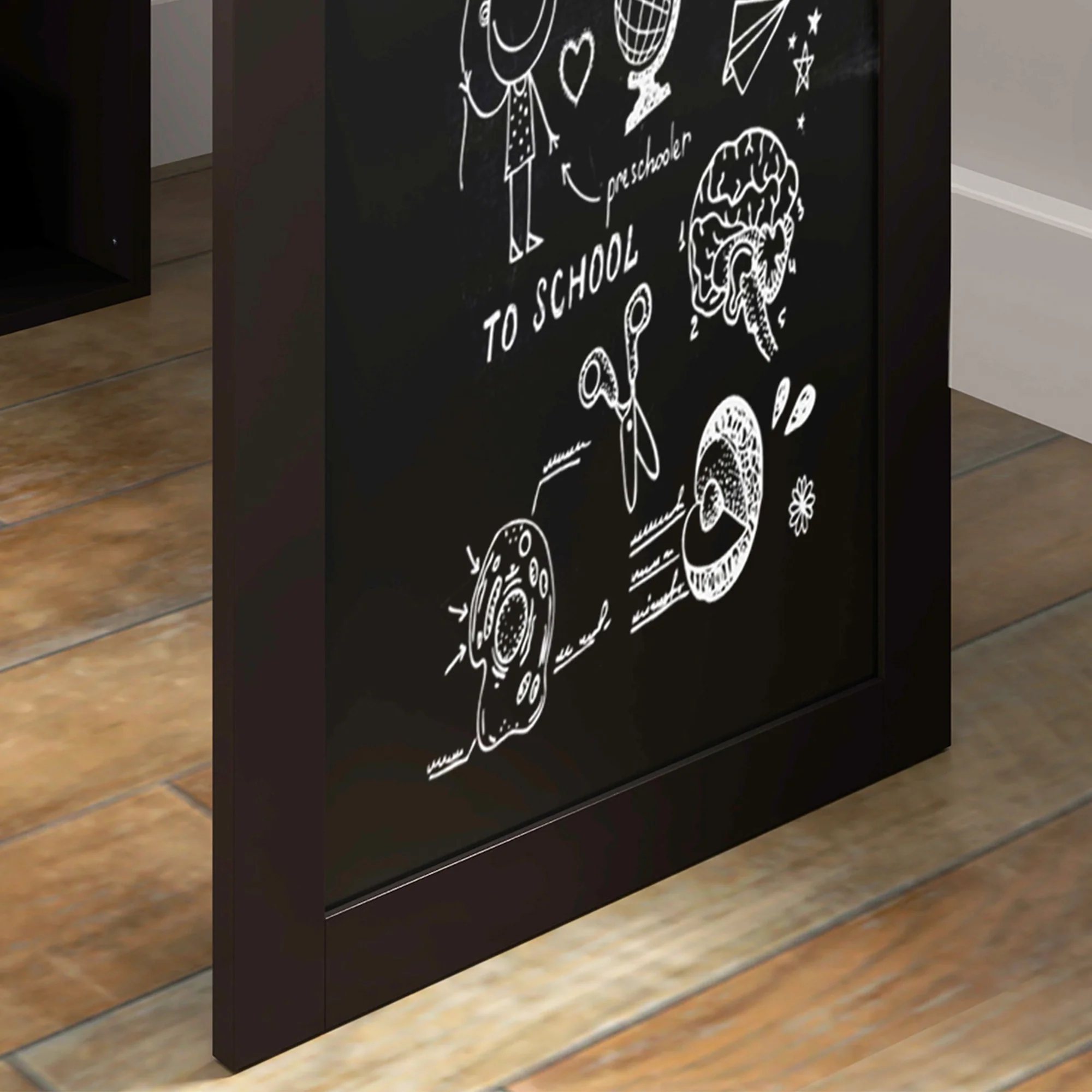 Bureau informatique pliable, bureau avec bibliothèque, poste de travail, tableau noir, 9 compartiments ouverts et étagère réglable, table d'ordinateur pour chambre, 98x51x153cm, marron - Image 10