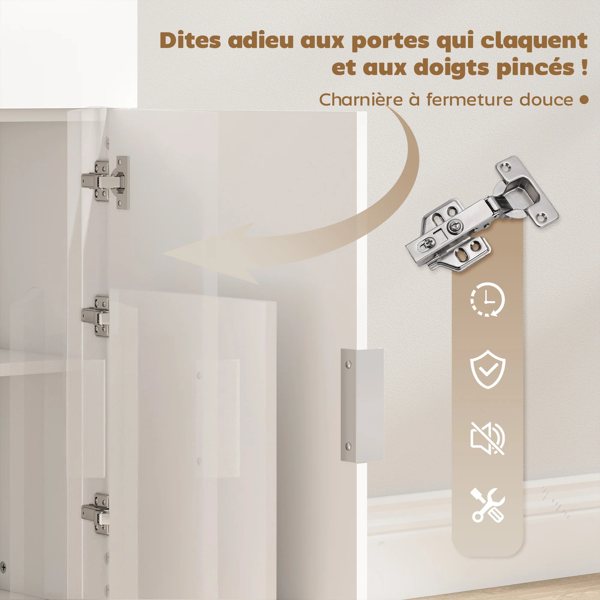 Bureau Pliant, Bureau Informatique avec Plateau Rabattable, étagères de Rangement et Placard, Style Moderne, 80 x 30 x 128 cm, Blanc - Image 7