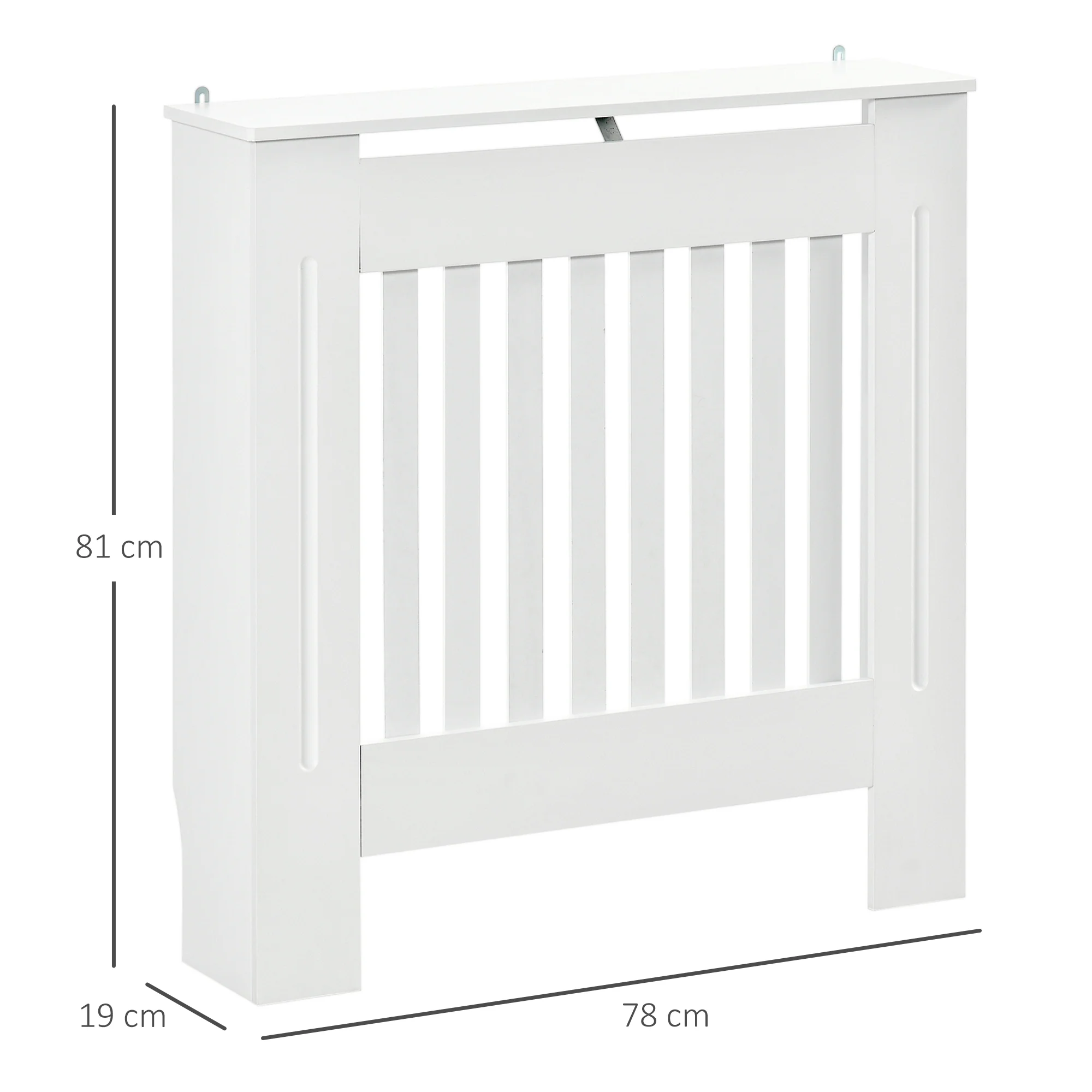 Cache-radiateur couverture radiateur grille d'aération verticale à lattes 78L x 19l x 81H cm en bois Blanc - Image 4