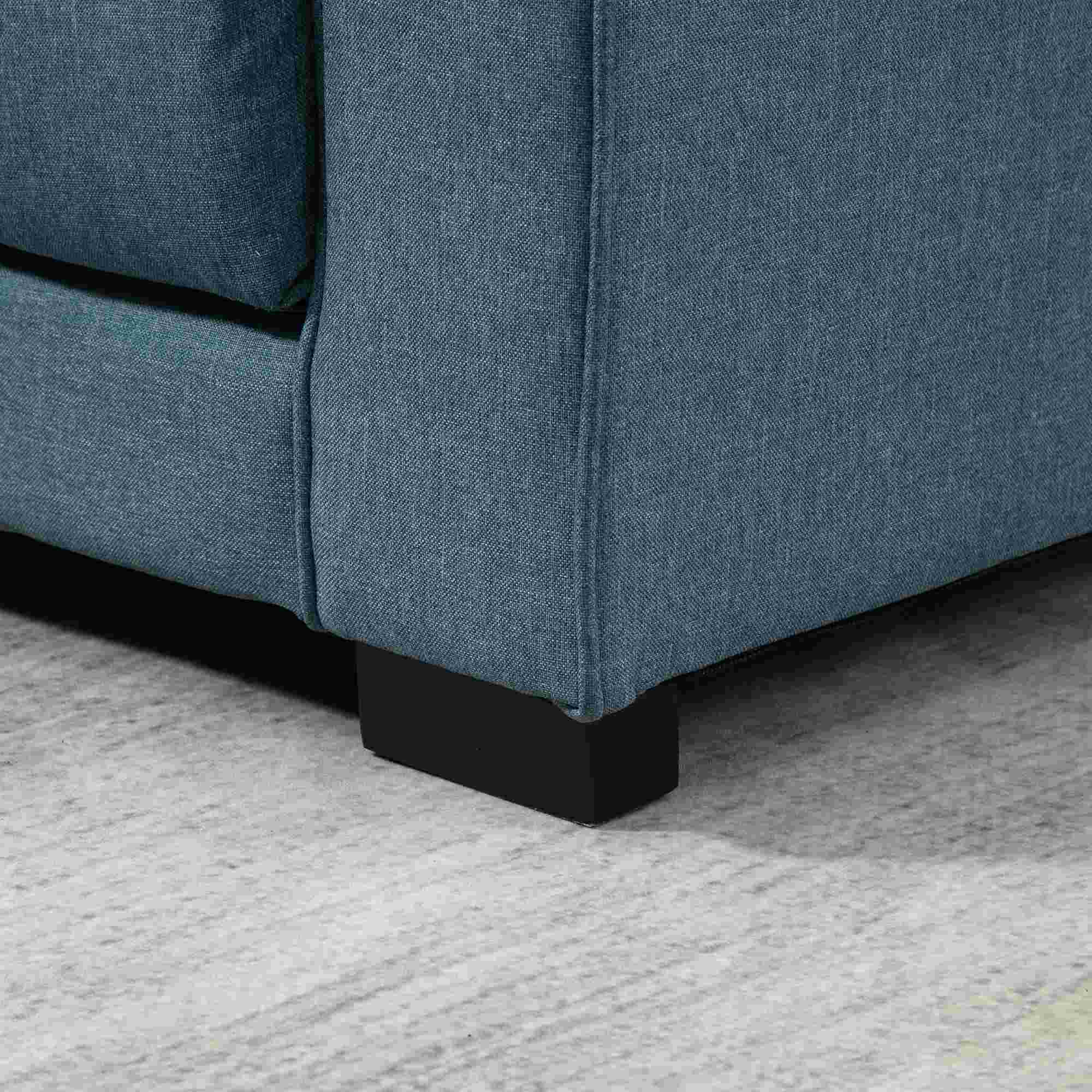 Canapé convertible 2 places canapé-lit avec dossier capitonné, coussins et matelas pliable au sol, canapé en tissu effet lin pour salon, chambre d'amis, 147,5 x 75 x 85 cm, bleu - Image 10