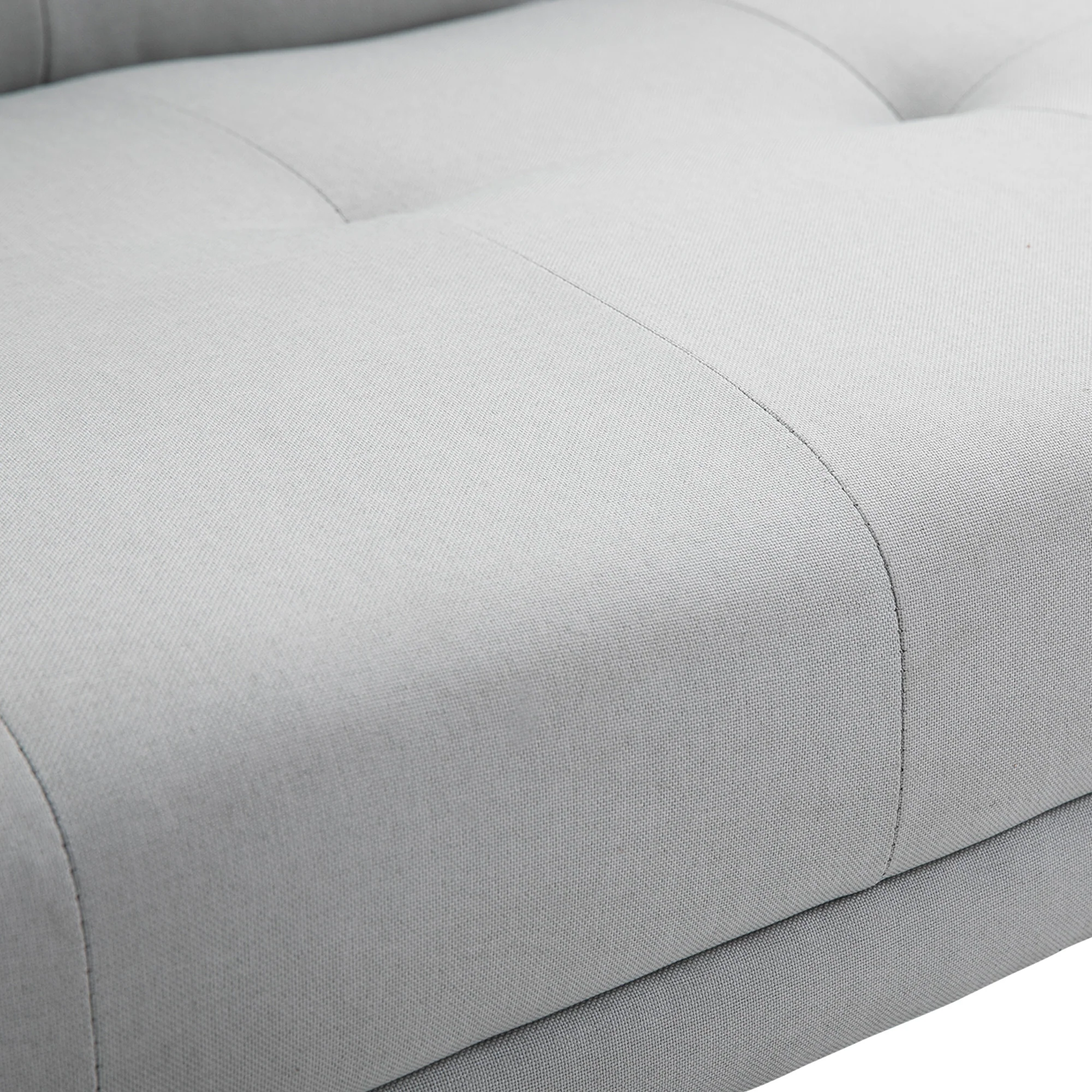 Canapé convertible 3 places design scandinave inclinaison dossier réglable 3 niveaux dossier centrale rabattable 2 porte-verres bois massif lin gris clair - Image 9