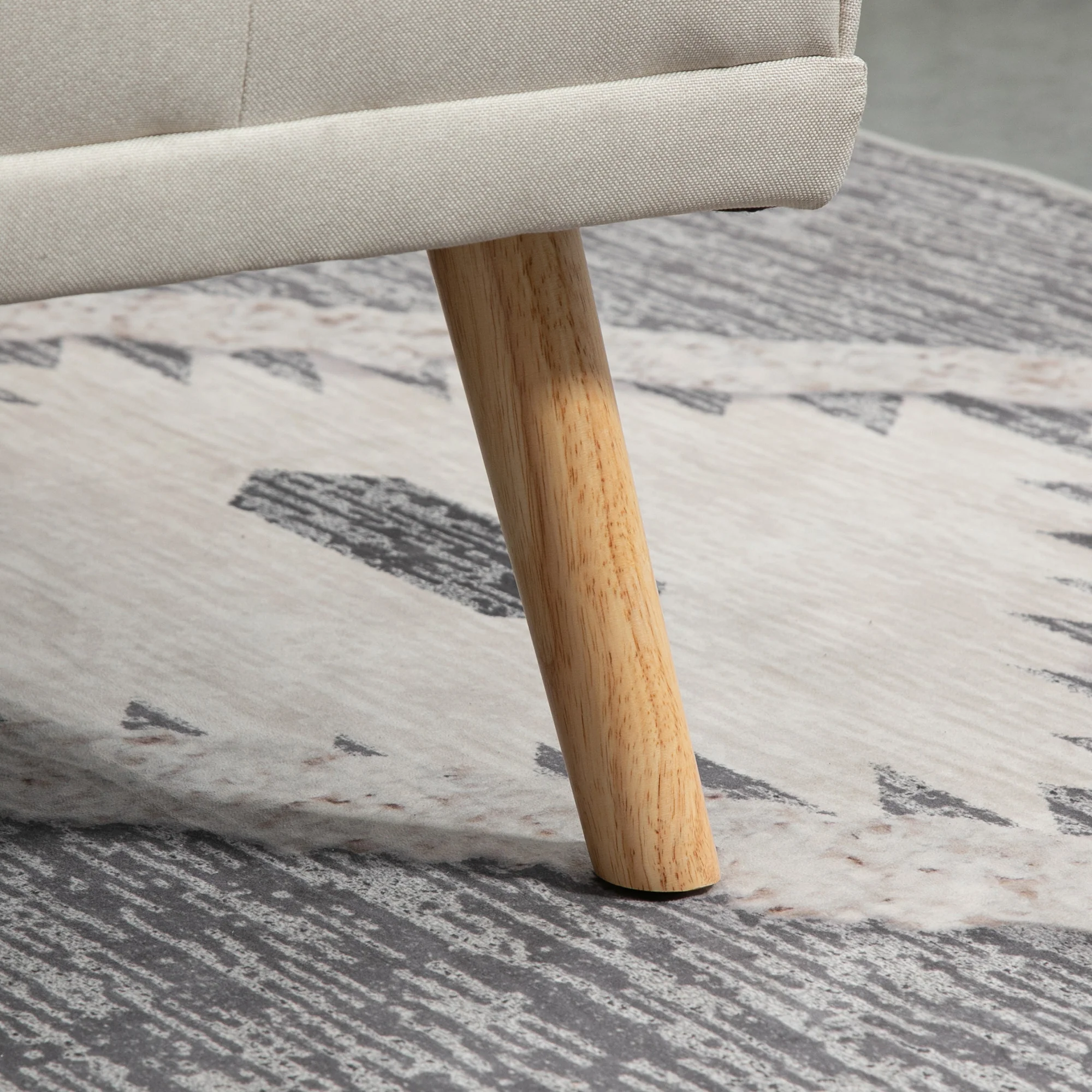 Canapé convertible 3 places design scandinave inclinaison dossier réglable 3 niveaux dossier centrale rabattable 2 porte-verres bois massif lin beige - Image 10