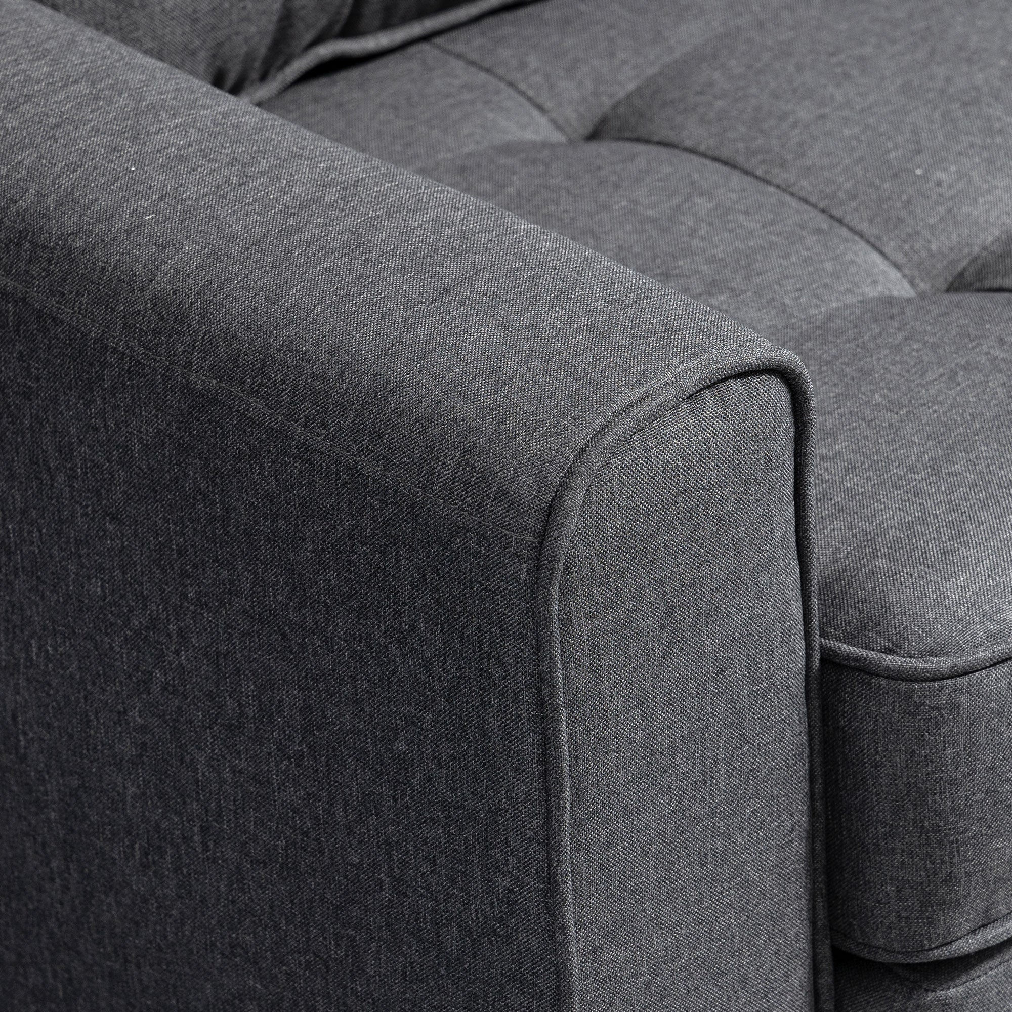 Canapé droit convertible 2 places - dossier capitonné - 147,5 x 75 x 85?cm - gris - Image 10