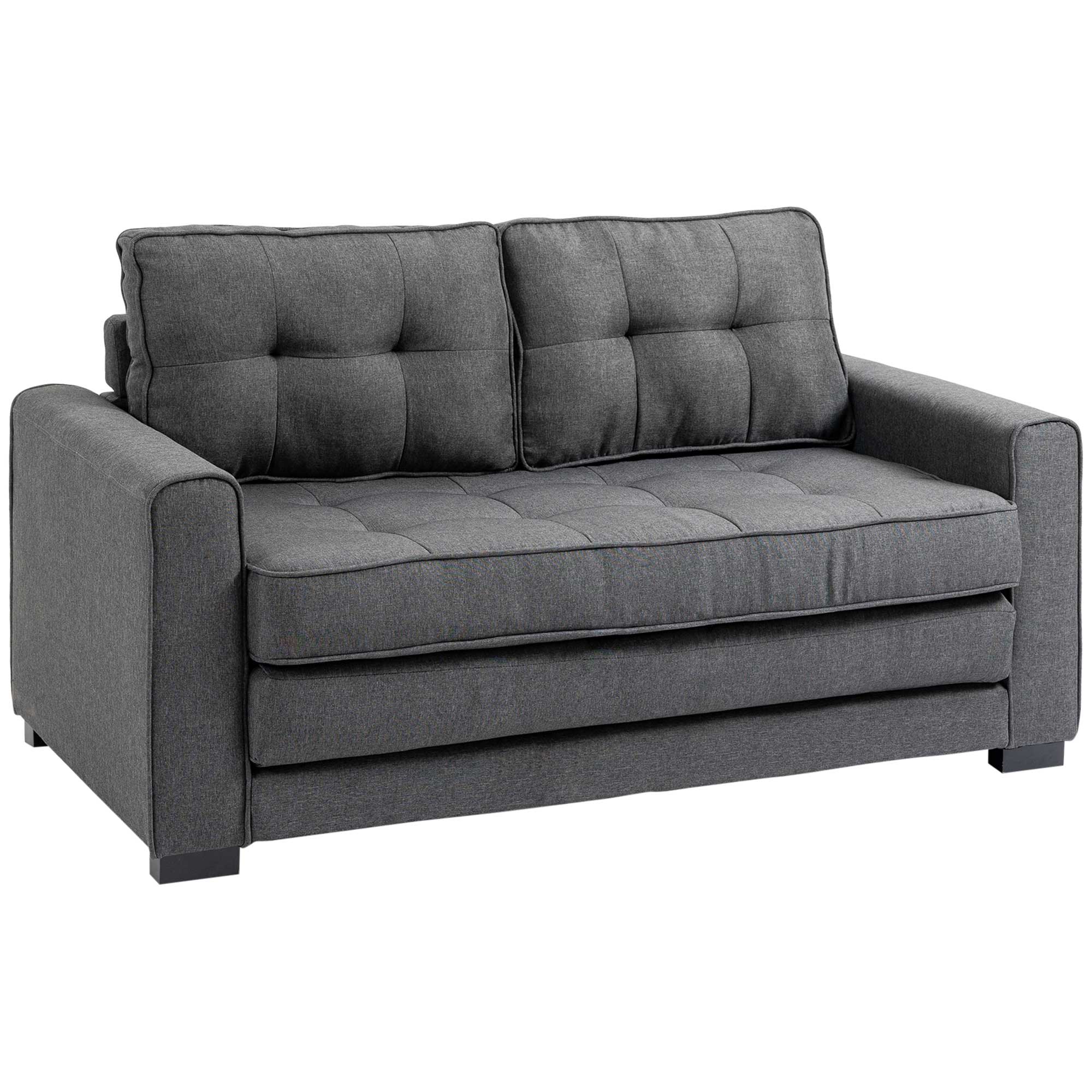 Canapé droit convertible 2 places - dossier capitonné - 147,5 x 75 x 85?cm - gris - Image 11