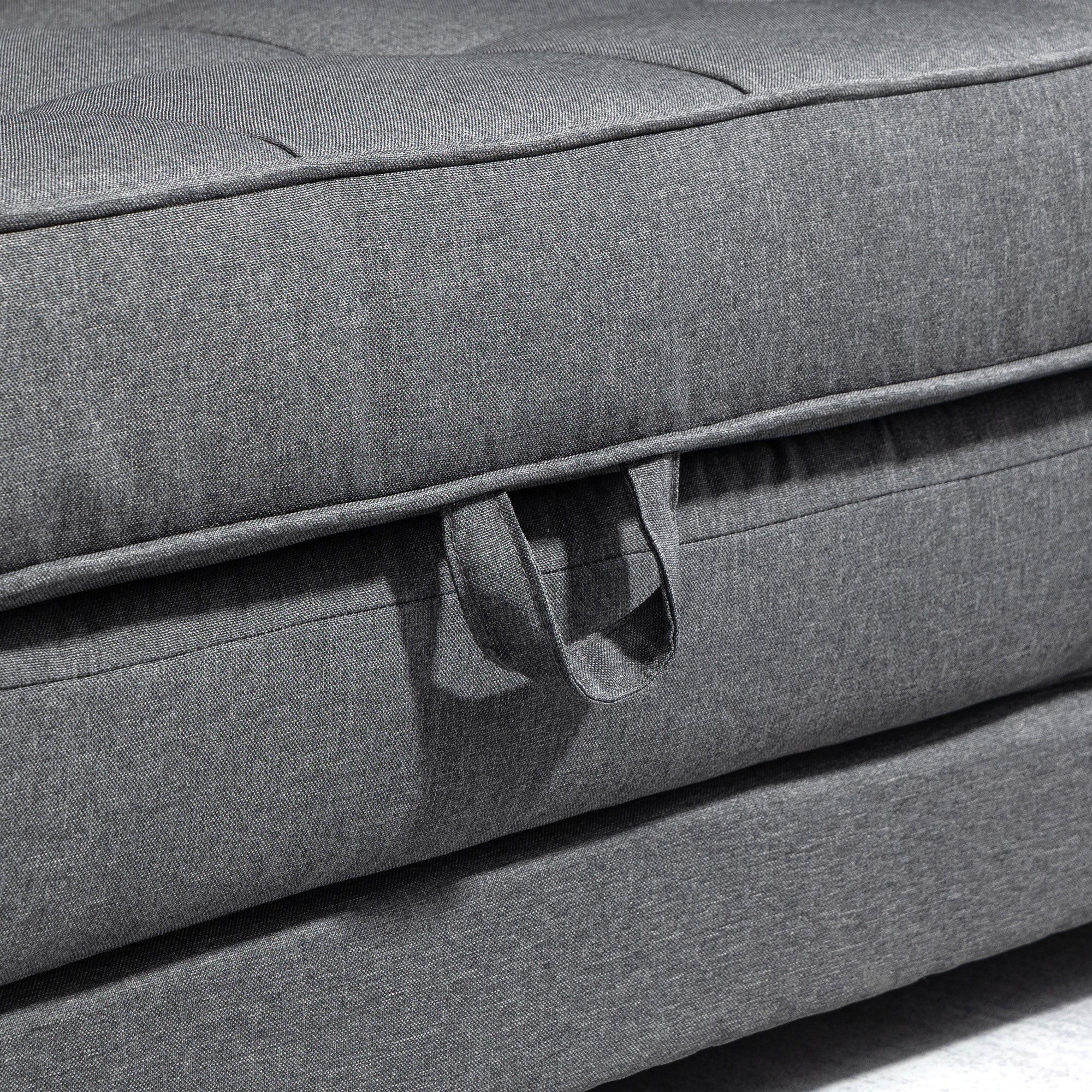 Canapé droit convertible 2 places - dossier capitonné - 147,5 x 75 x 85?cm - gris - Image 9
