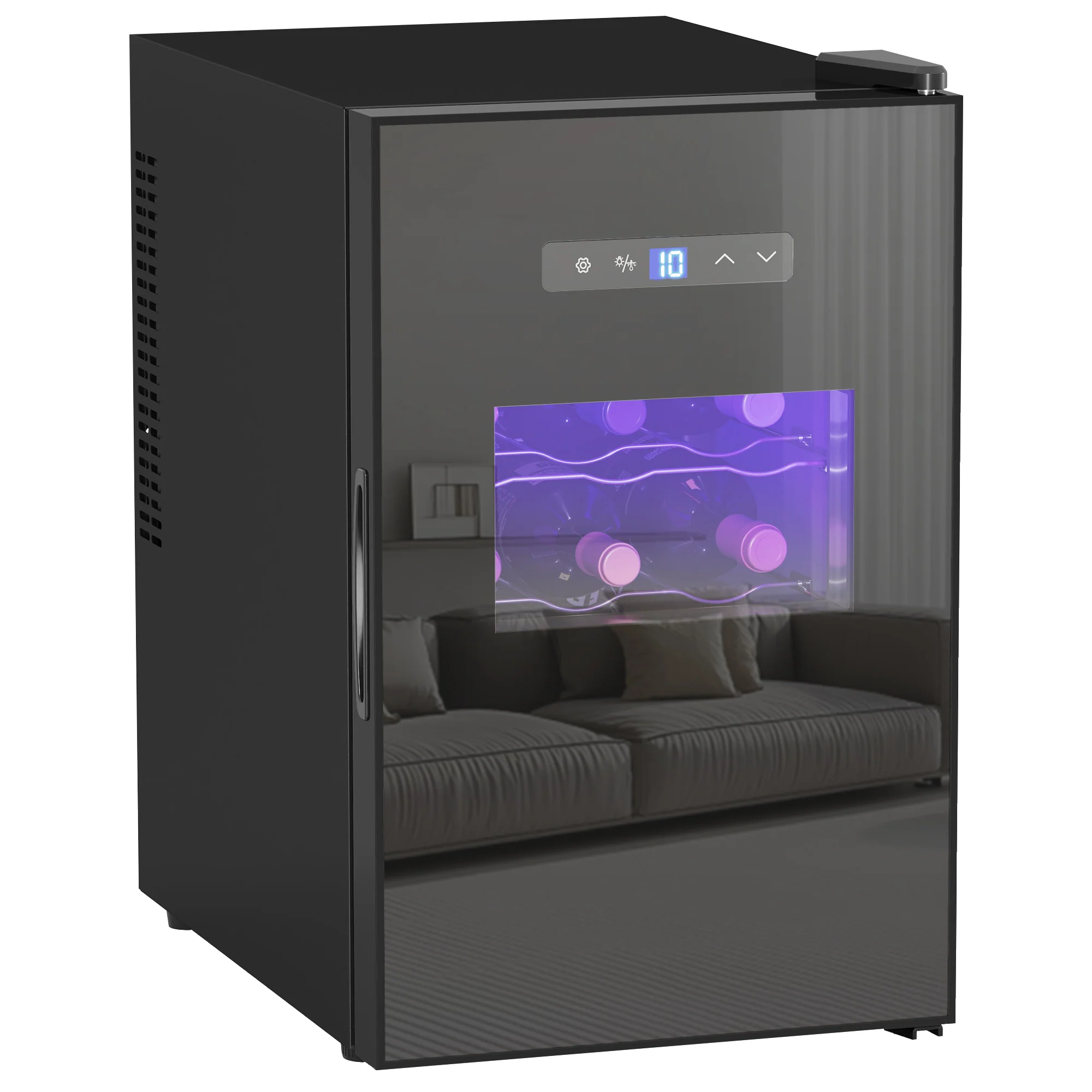 Cave à vin 15 bouteilles 39L réfrigérateur à vin thermoélectrique et silencieux - porte en verre, éclairage LED, écran tactile numérique, frigo vin contrôle de température 8-18°C, noir - Image 2