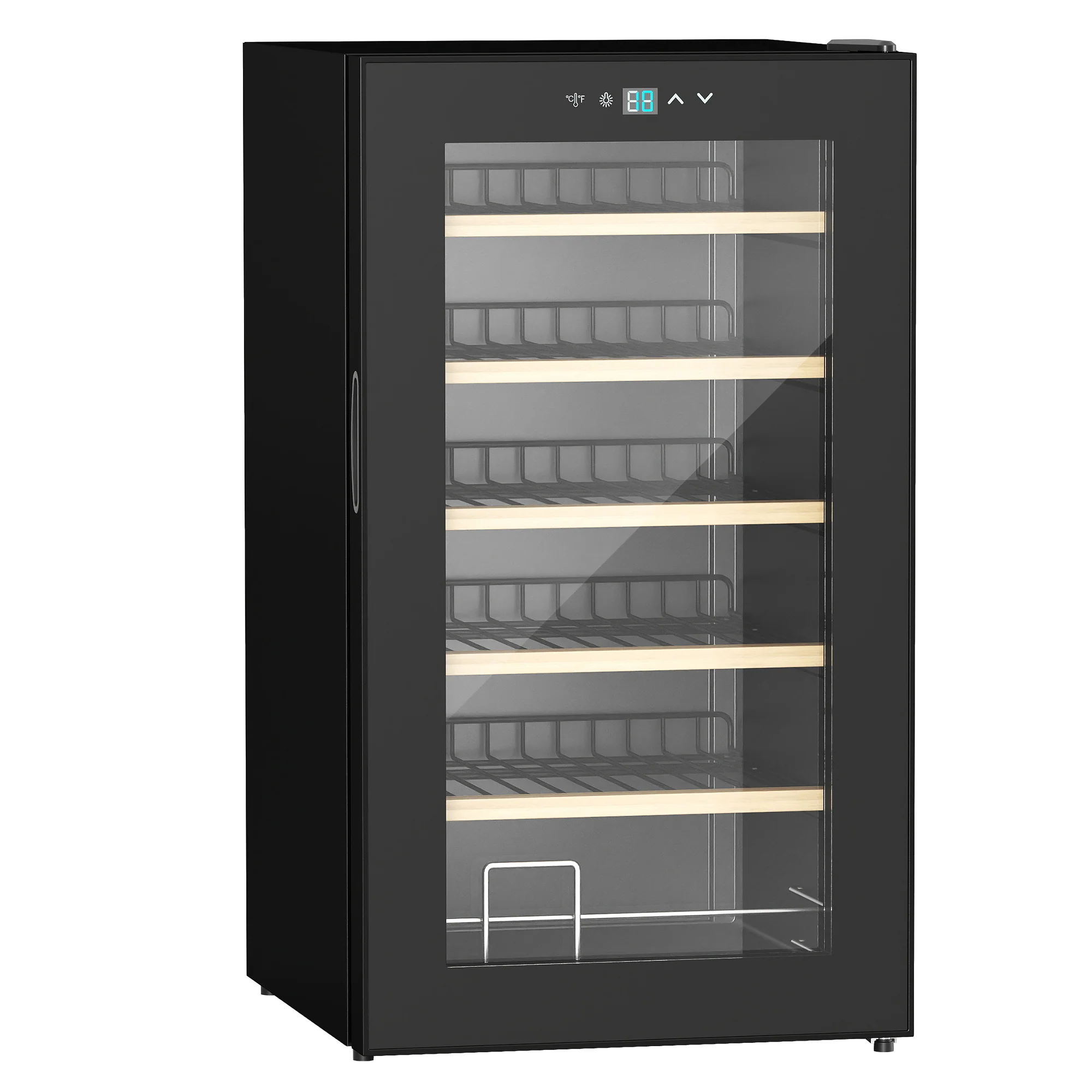 Cave à vin 24 bouteilles 65L, réfrigérateur à vin silencieux température réglable 5-20°, avec éclairage LED, panneau de commande tactile, haute performance 41dB noir - Image 2