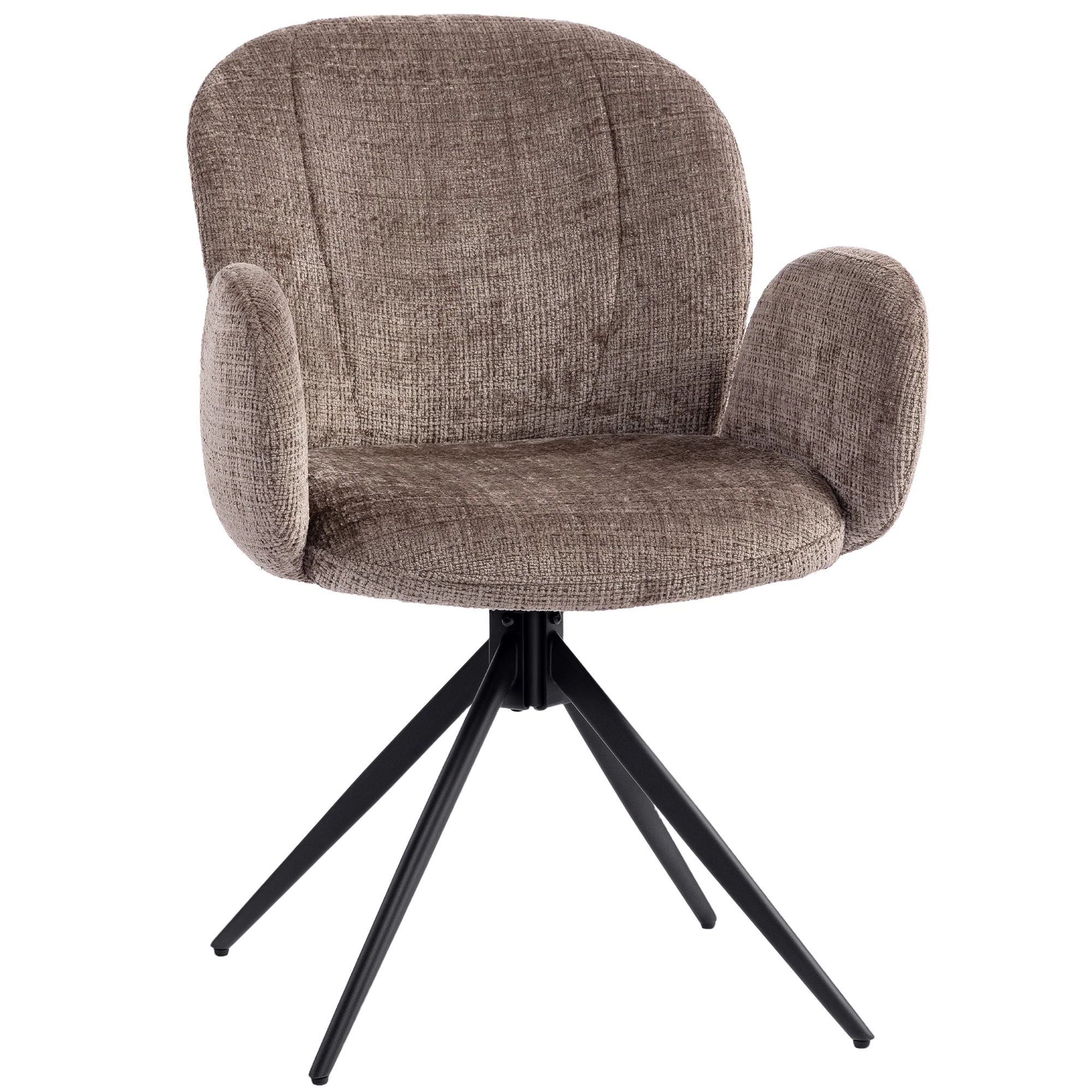 Chaise bureau ergonomique, fauteuil de bureau avec siège pivotant à retour automatique, dossier et accoudoirs rembourrés, tissu aspect lin, pour salon, chambre, télétravail, brun clair - Image 11