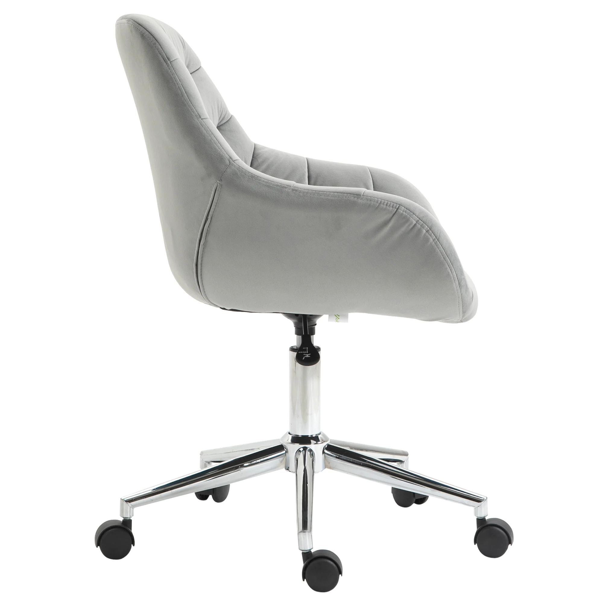 Chaise de bureau design contemporain pivotante 360° ergonomique hauteur réglable revêtement capitonné velours grand confort 59 x 58 x 90 cm gris - Image 5