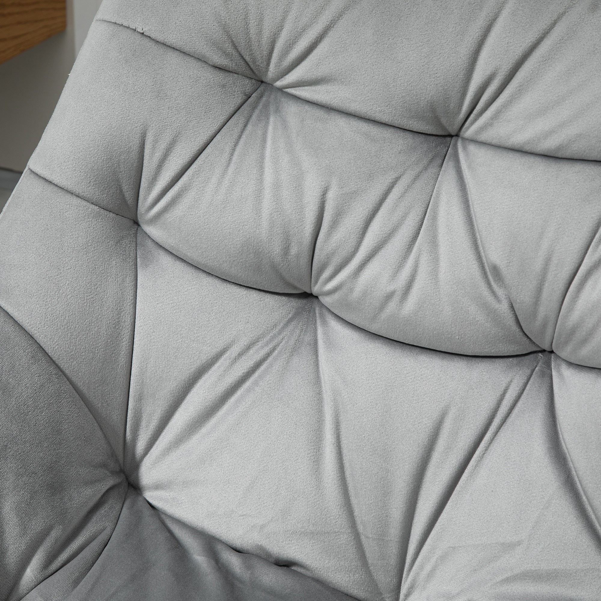 Chaise de bureau design contemporain pivotante 360° ergonomique hauteur réglable revêtement capitonné velours grand confort 59 x 58 x 90 cm gris - Image 6
