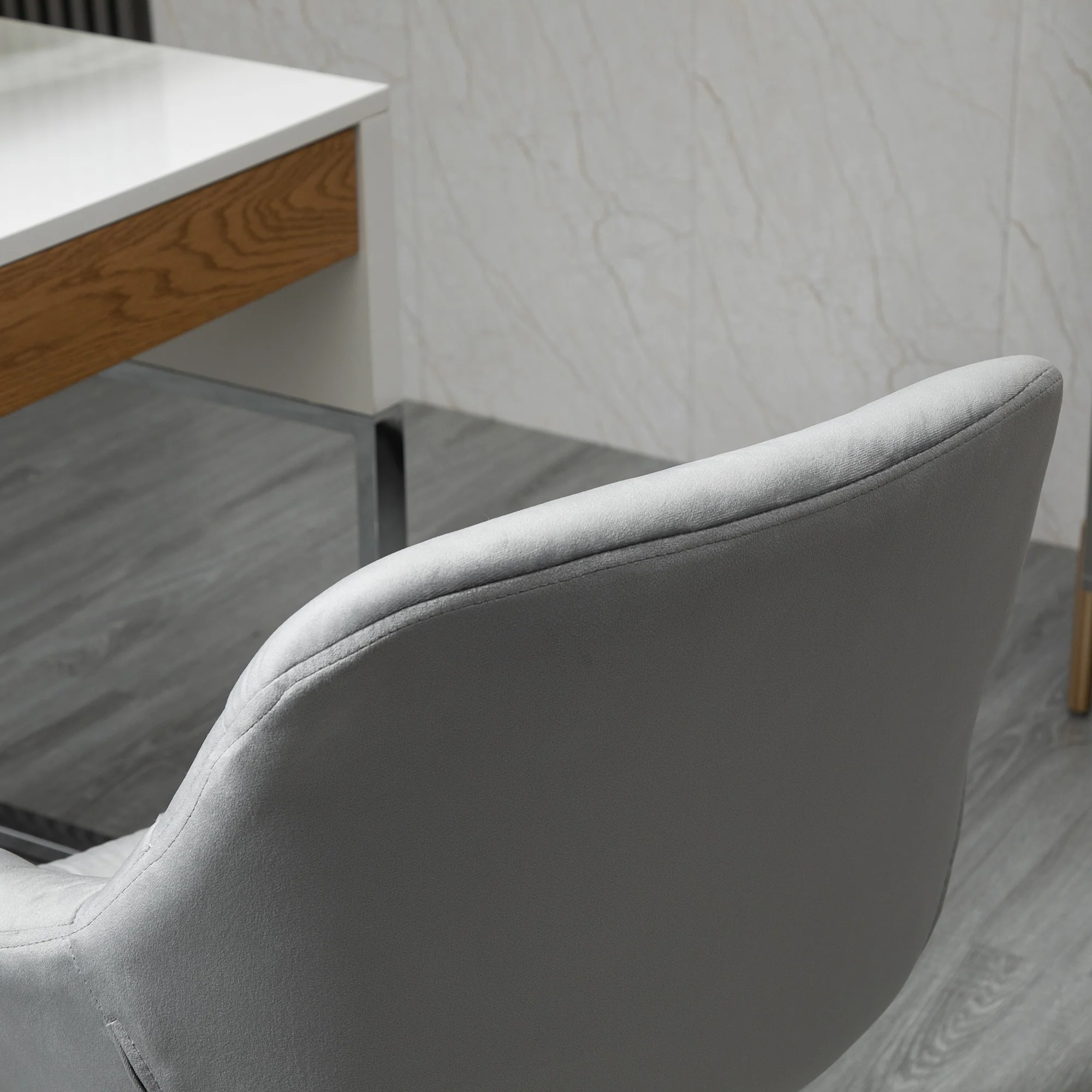 Chaise de bureau design contemporain pivotante 360° ergonomique hauteur réglable revêtement capitonné velours grand confort 59 x 58 x 90 cm gris - Image 7