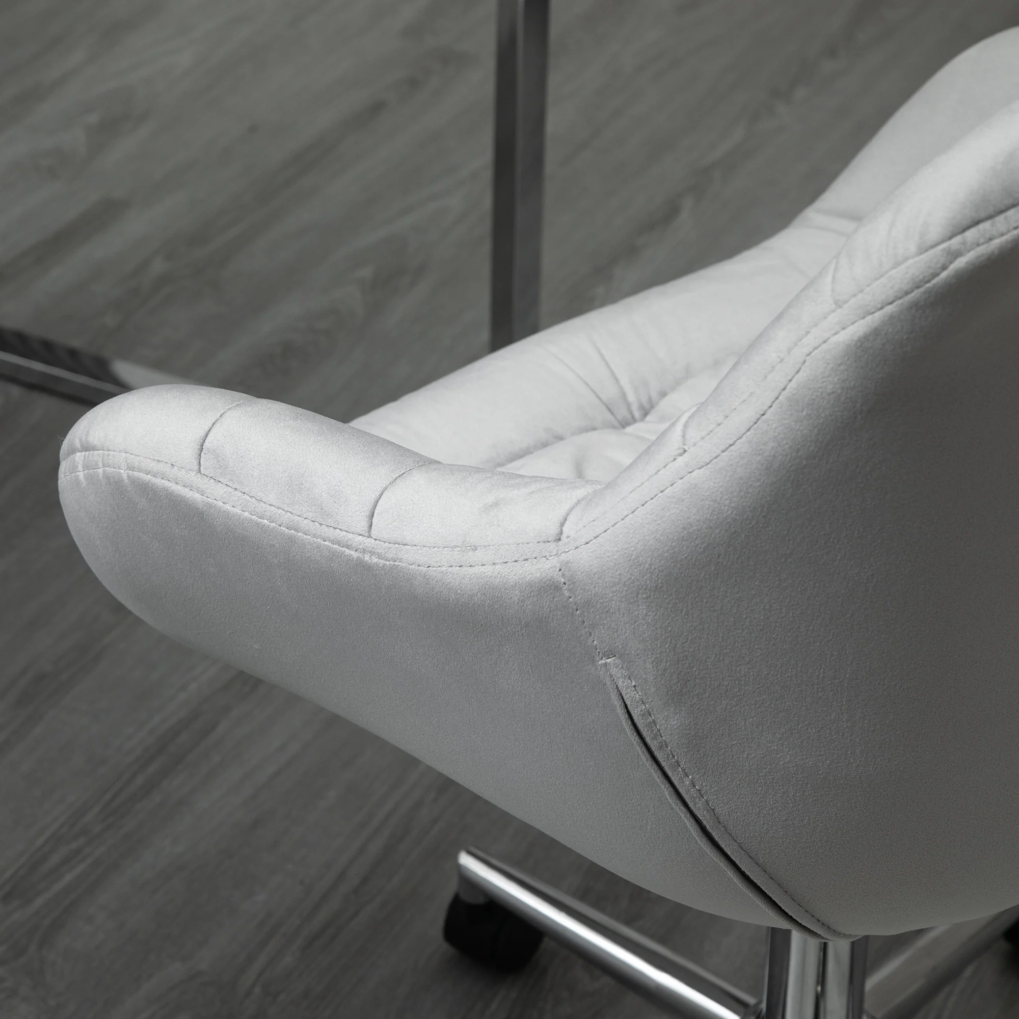 Chaise de bureau design contemporain pivotante 360° ergonomique hauteur réglable revêtement capitonné velours grand confort 59 x 58 x 90 cm gris - Image 8
