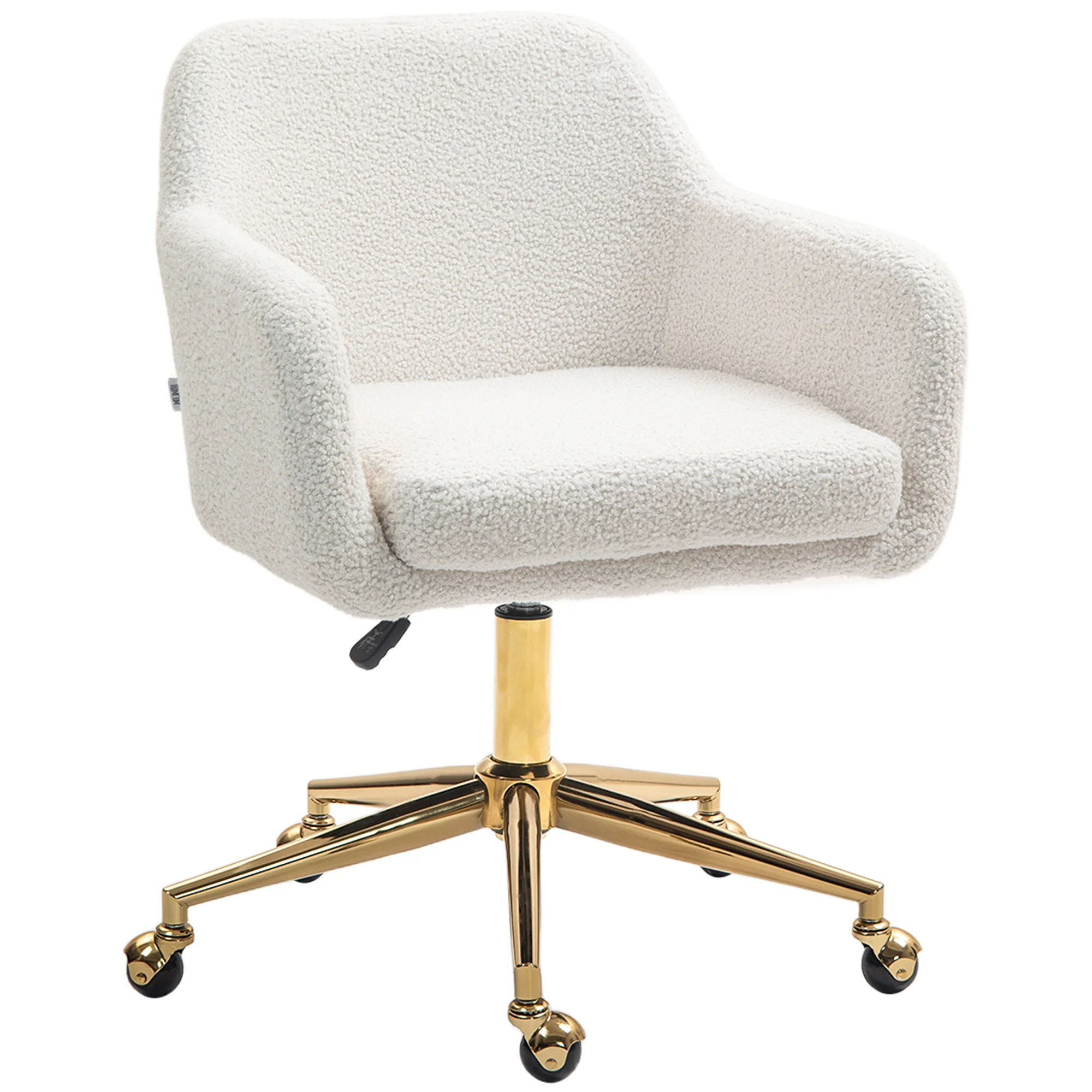 Chaise de bureau, fauteuil de bureau, avec roulettes, hauteur réglable, assise pivotante à 360°, charge 120 kg, crème - Image 10