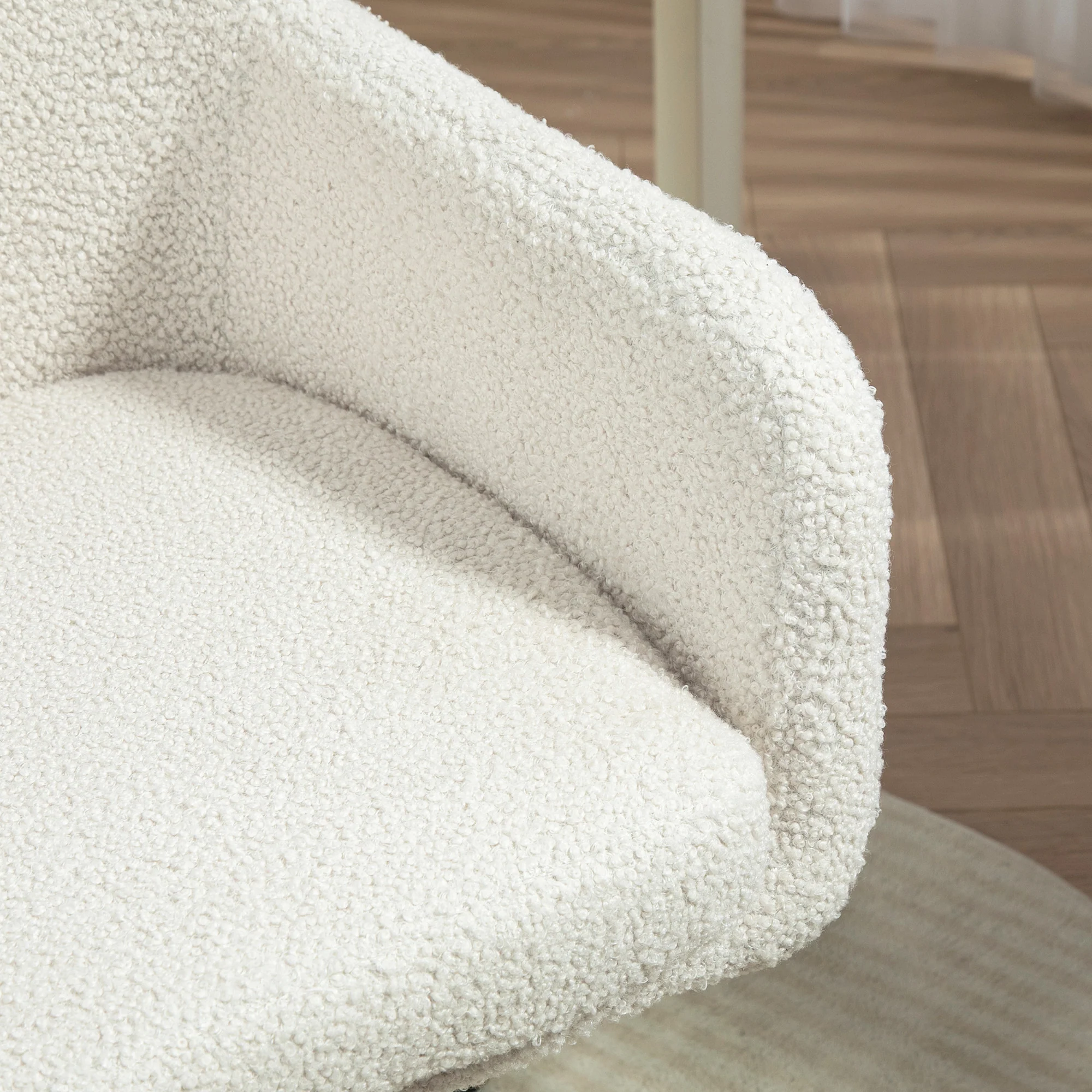 Chaise de bureau, fauteuil de bureau, avec roulettes, hauteur réglable, assise pivotante à 360°, charge 120 kg, crème - Image 8