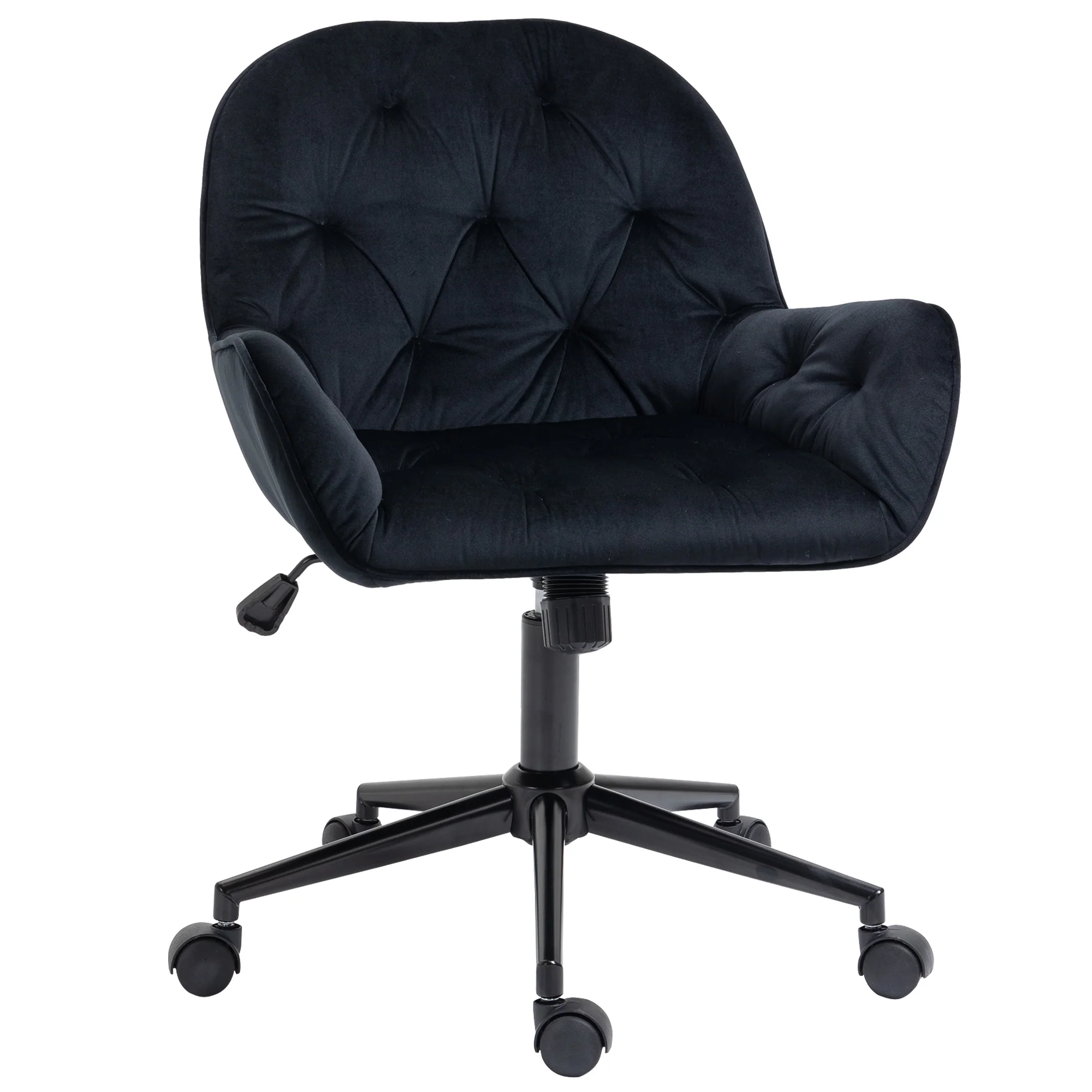 Chaise de bureau, fauteuil de bureau en aspect velours, siège pivotant à 360°, réglable en hauteur, dossier arrondi chaise ergonomique charge 120 kg pour chambre, salon, noir - Image 11