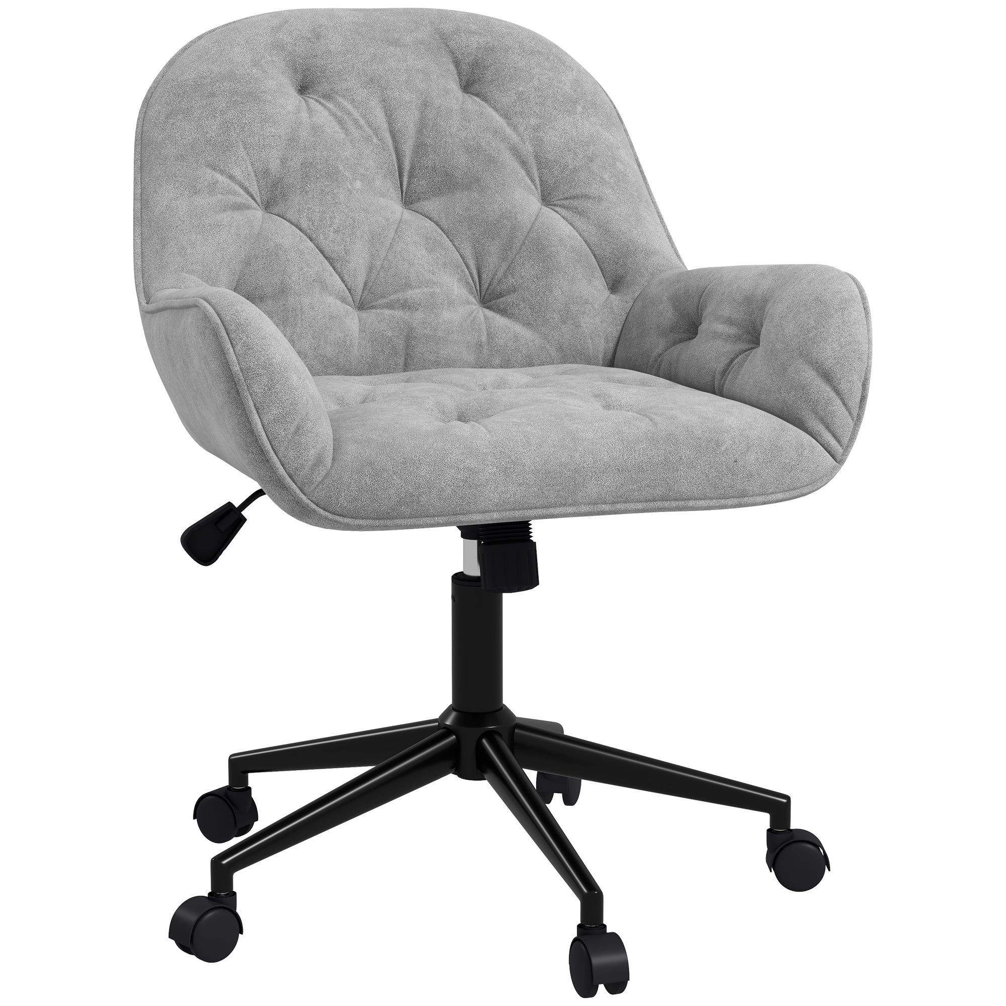 Chaise de bureau, fauteuil de bureau en aspect velours, siège pivotant à 360°, réglable en hauteur, dossier arrondi chaise ergonomique charge 120 kg pour chambre, salon, gris clair - Image 11